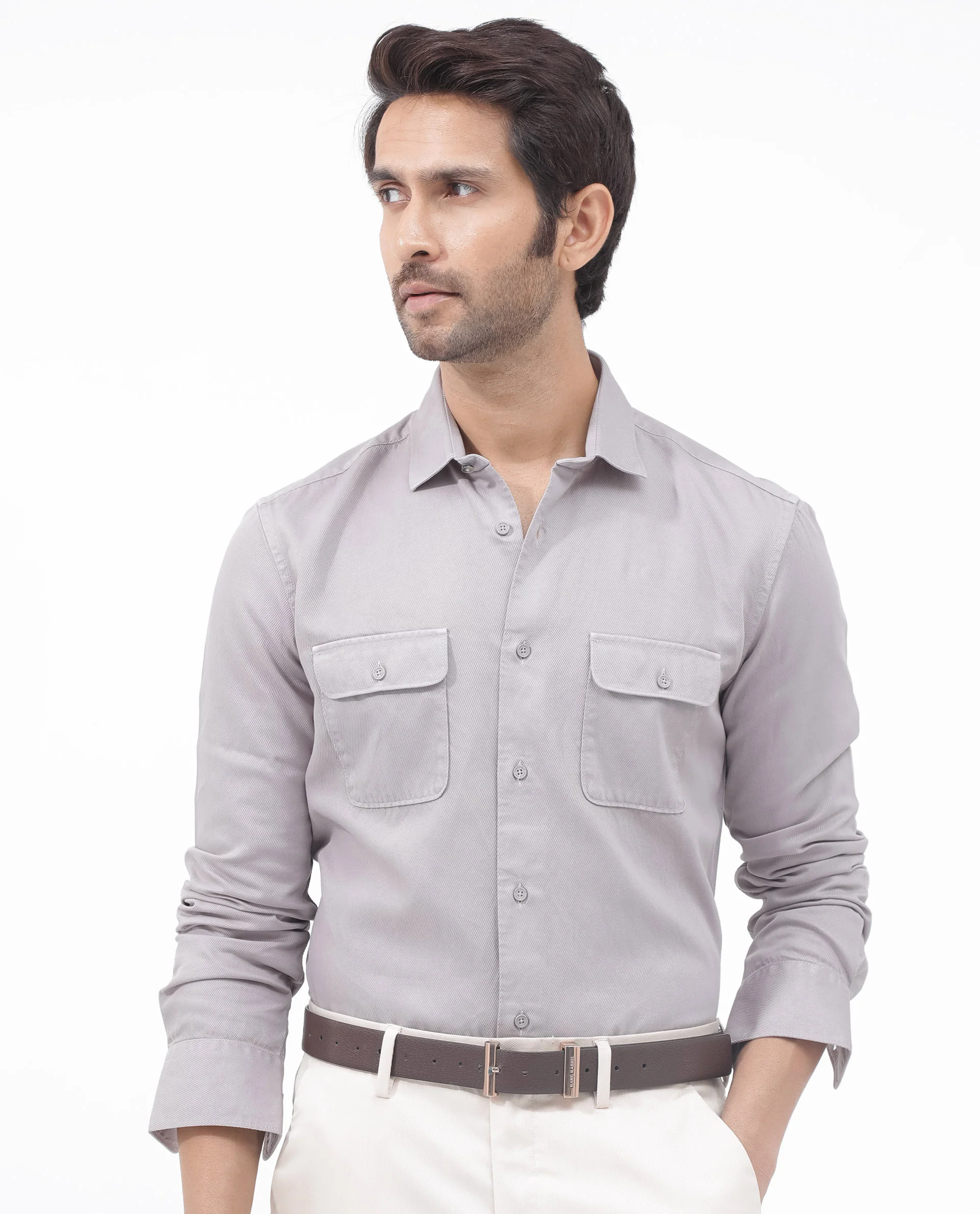 Rare Rabbit Men's Lyton-2 Dusky Purple Cotton Plain Regular Fit Full Sleeve Collared Shirt - Image 9