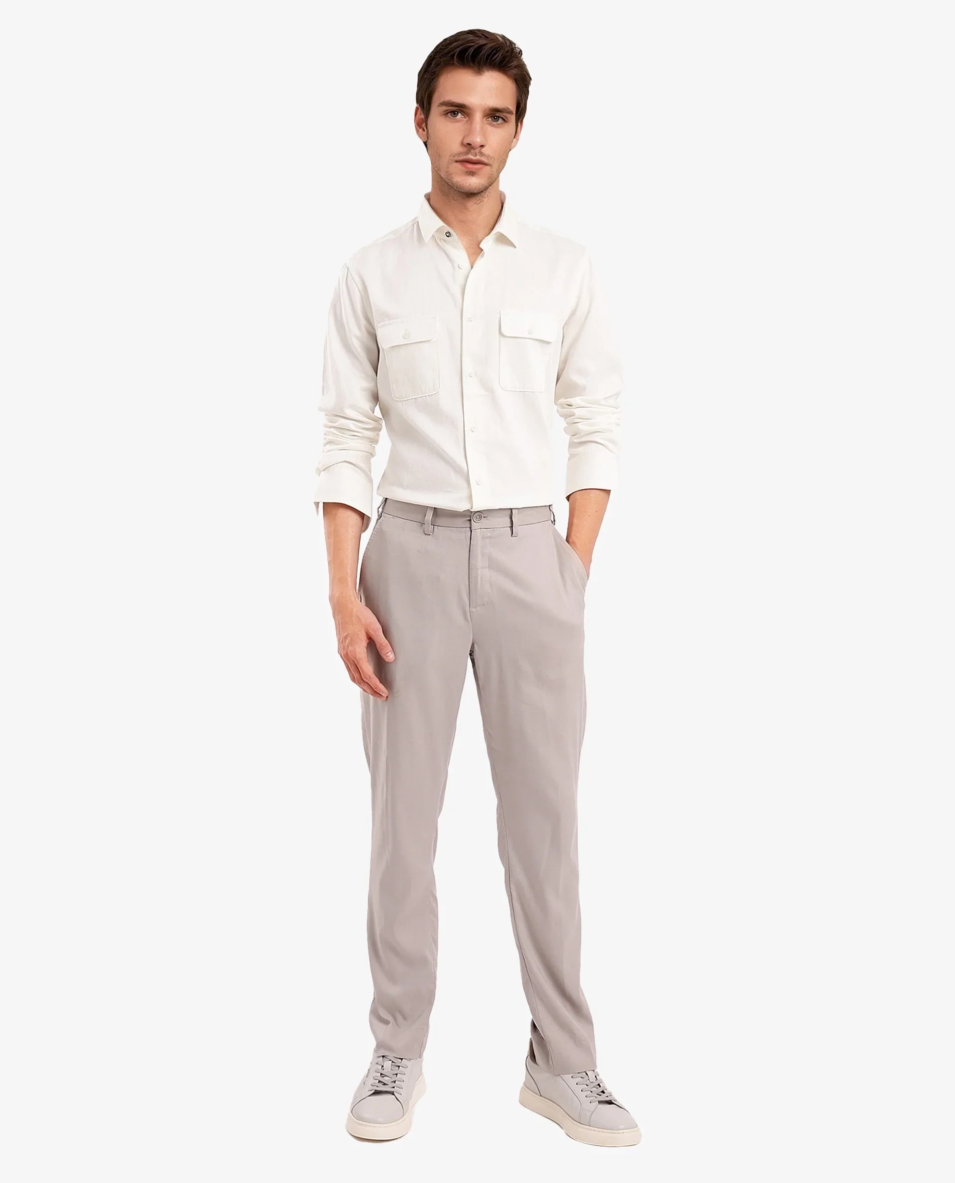 Rare Rabbit Men's Lyton 2 Off White Cotton Plain Regular Fit Full Sleeve Collared Shirt - Image 2