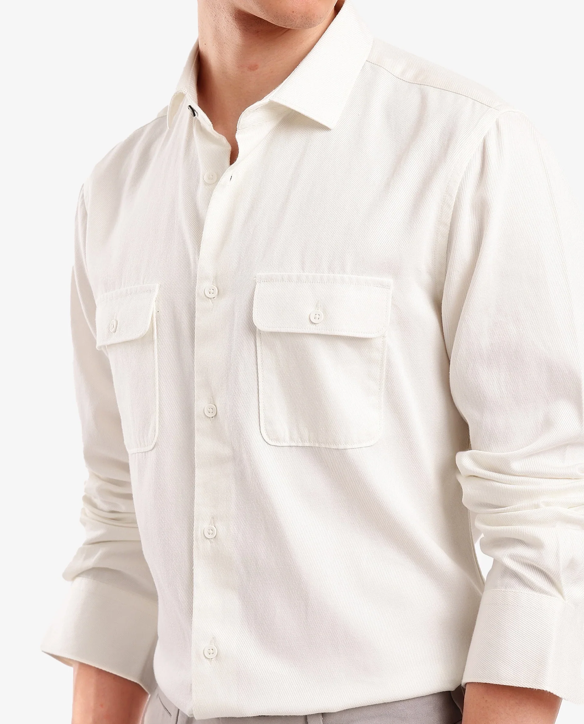 Rare Rabbit Men's Lyton 2 Off White Cotton Plain Regular Fit Full Sleeve Collared Shirt - Image 3