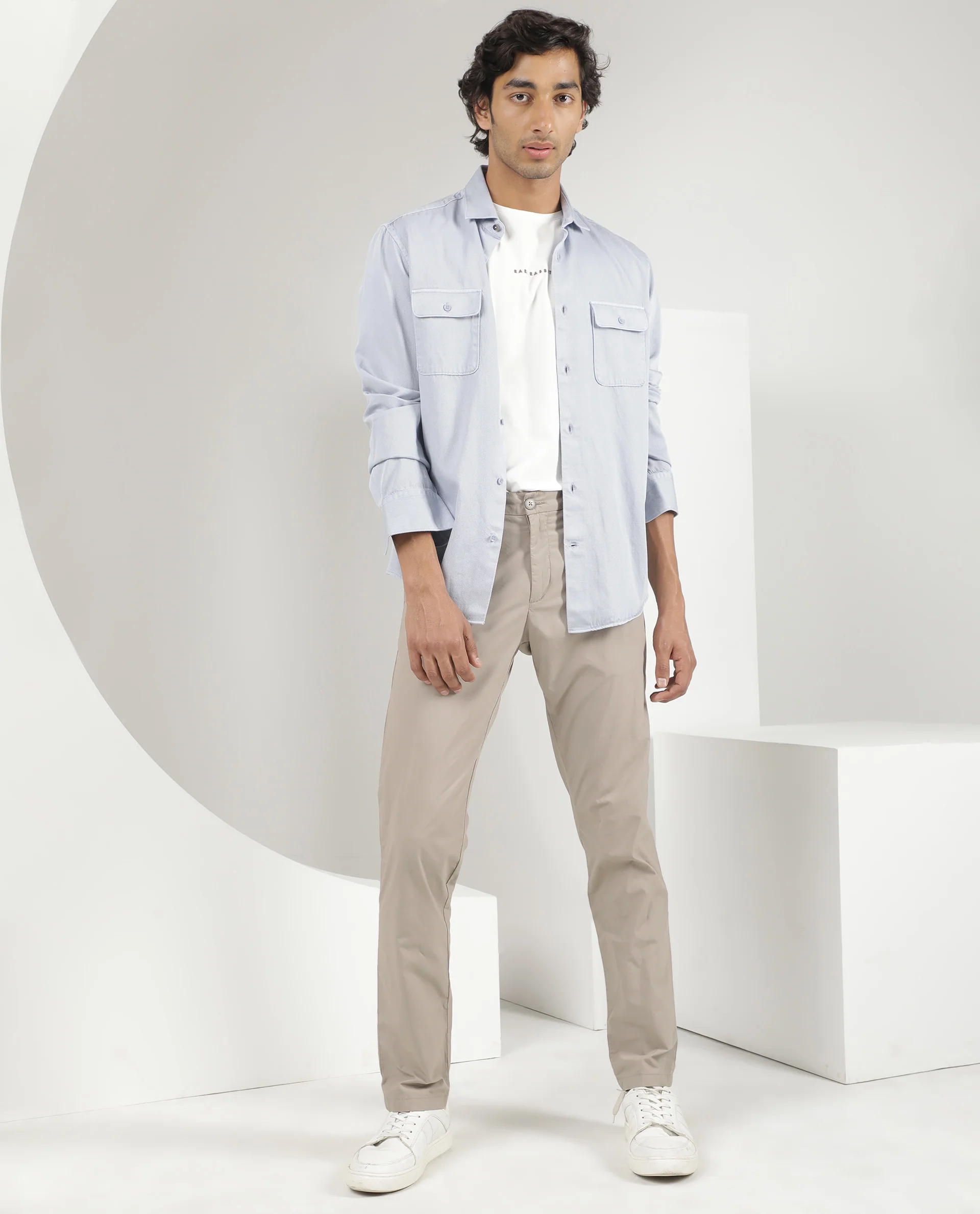Rare Rabbit Men's Lyton Pastel Blue Cotton Plain Regular Fit Full Sleeve Collared Shirt - Image 7