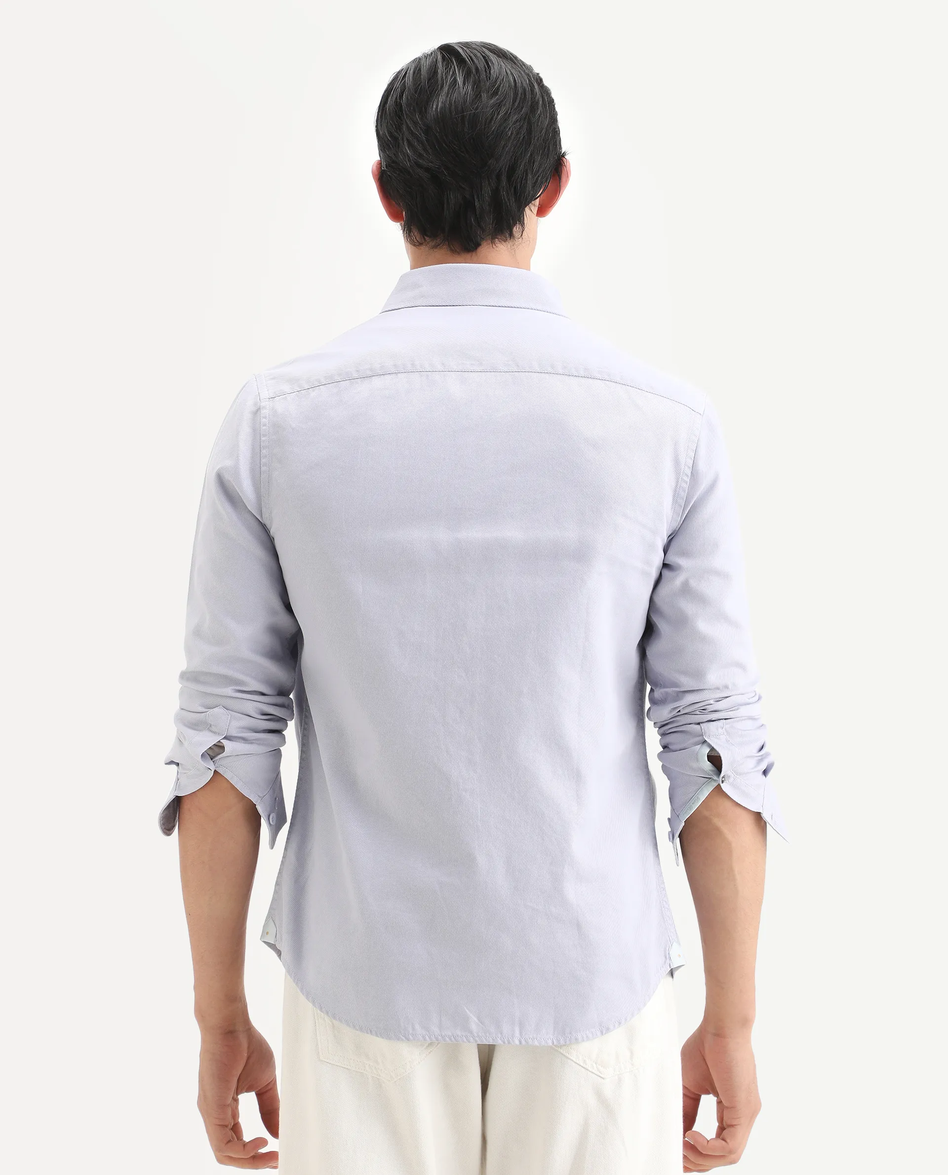 Rare Rabbit Men's Lyton-Ss26 Pastel Blue Cotton Blend Fabric Full Sleeve Spread Collar Regular Fit Plain Shirt - Image 8