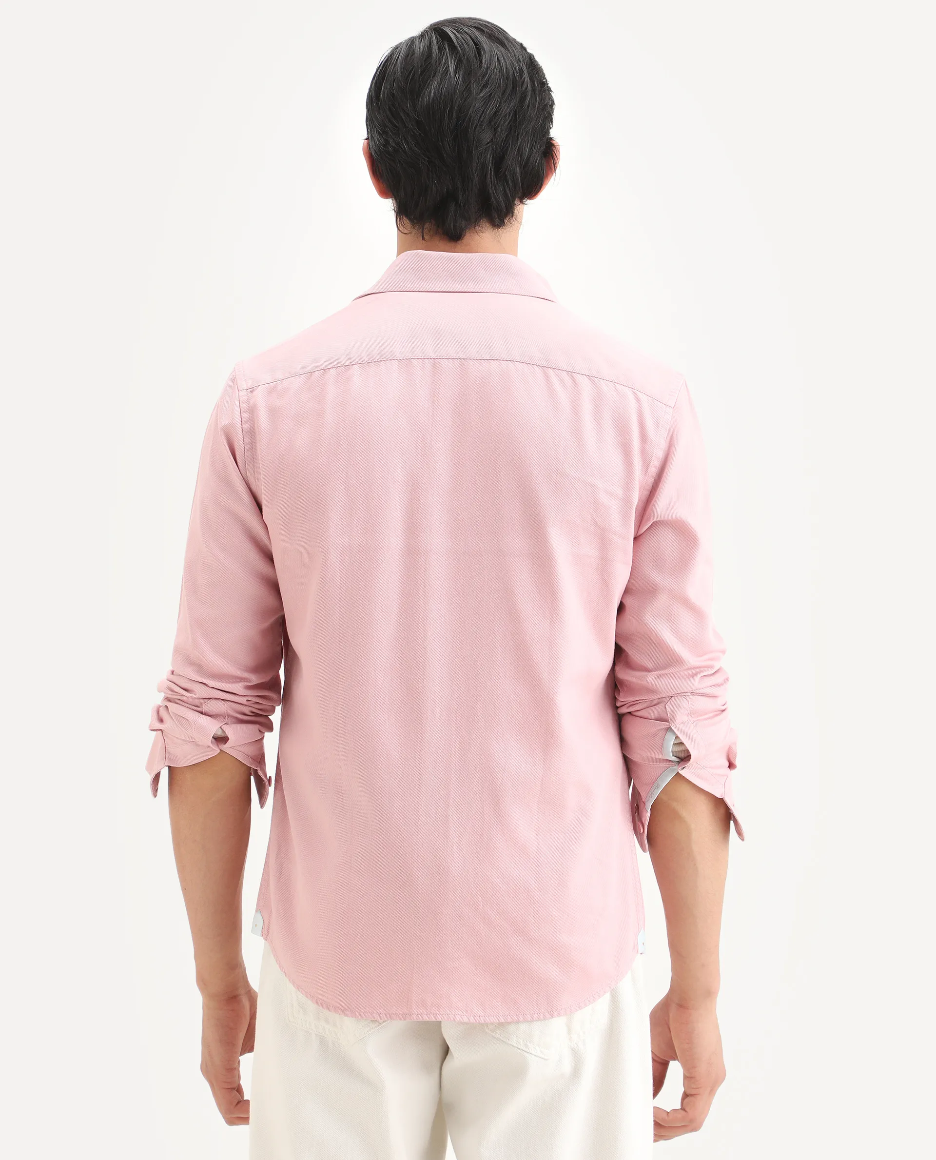 Rare Rabbit Men's Lyton-Ss26 Pastel Pink Cotton Blend Fabric Full Sleeve Spread Collar Regular Fit Plain Shirt - Image 8