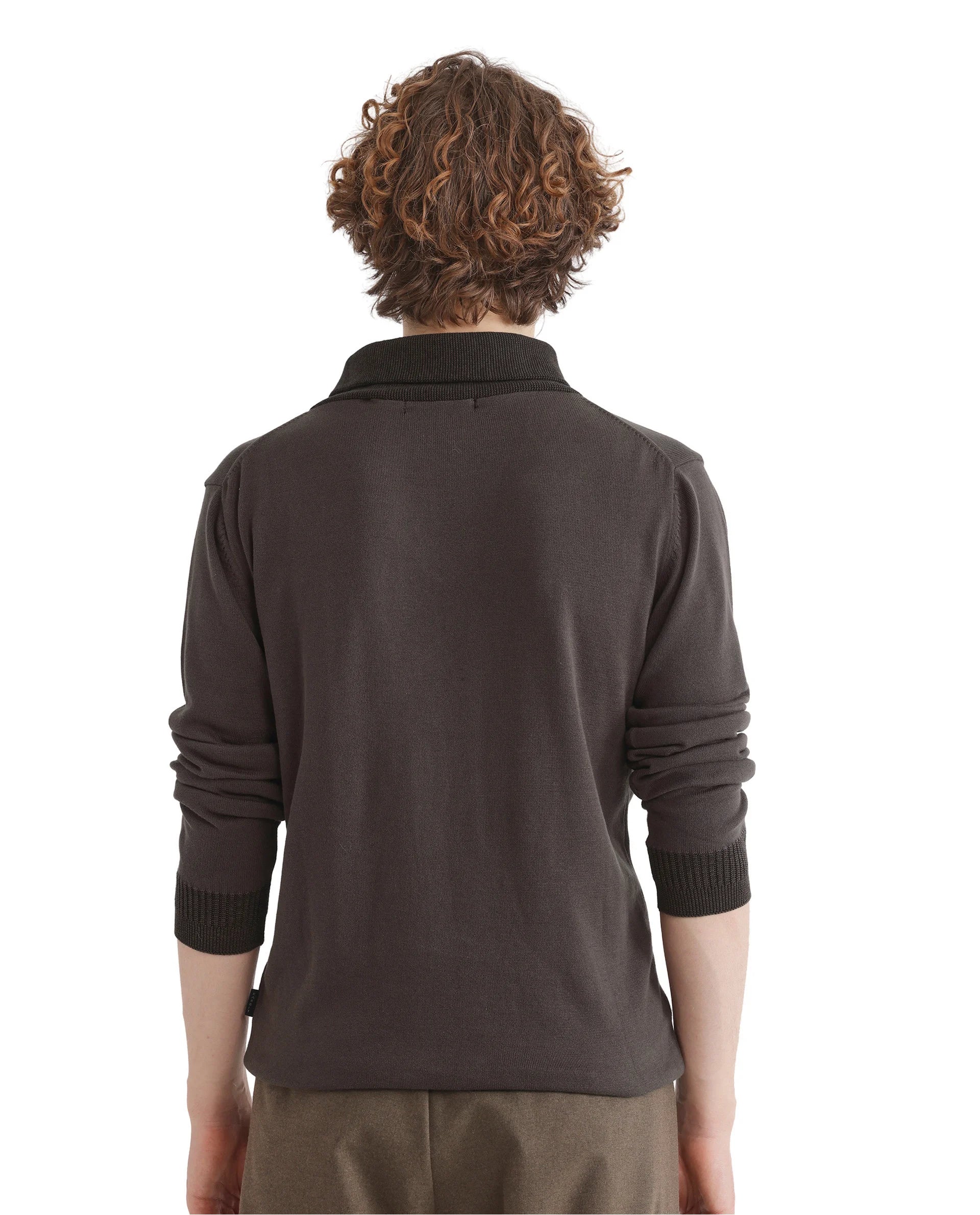 Rare Rabbit Men's Lyzo Brown Cotton Plain Regular Fit Full Sleeve Cowl Neck Sweater - Image 5