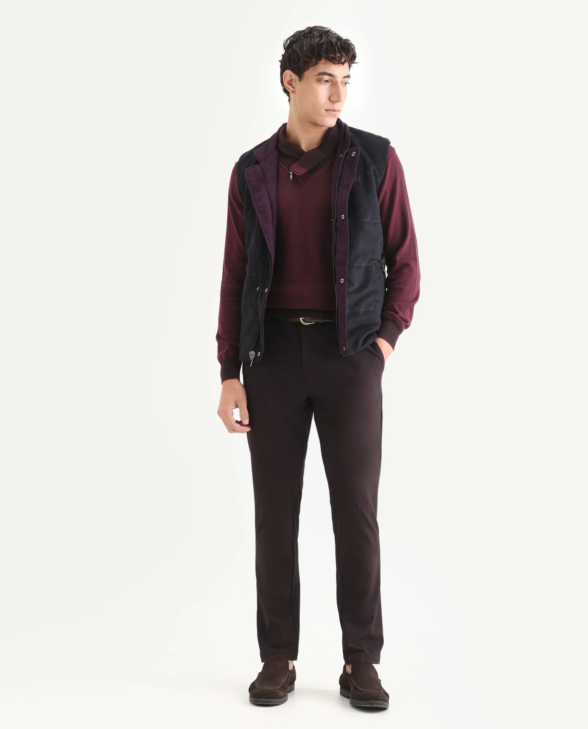 Rare Rabbit Men's Lyzo - Maroon Cotton Plain Regular Fit Full Sleeve Cowl Neck Sweater - Image 2