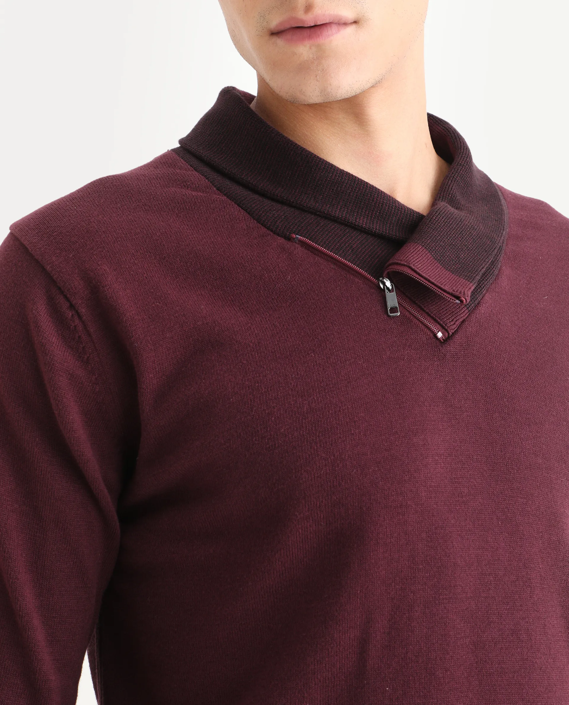 Rare Rabbit Men's Lyzo - Maroon Cotton Plain Regular Fit Full Sleeve Cowl Neck Sweater - Image 3
