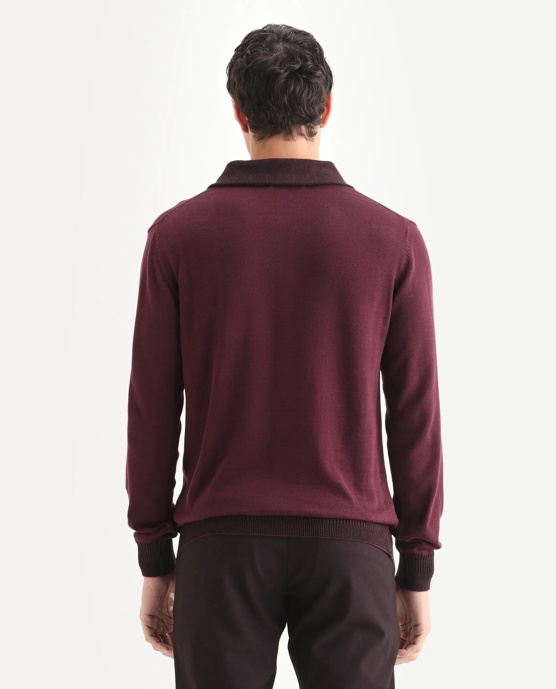 Rare Rabbit Men's Lyzo - Maroon Cotton Plain Regular Fit Full Sleeve Cowl Neck Sweater - Image 7