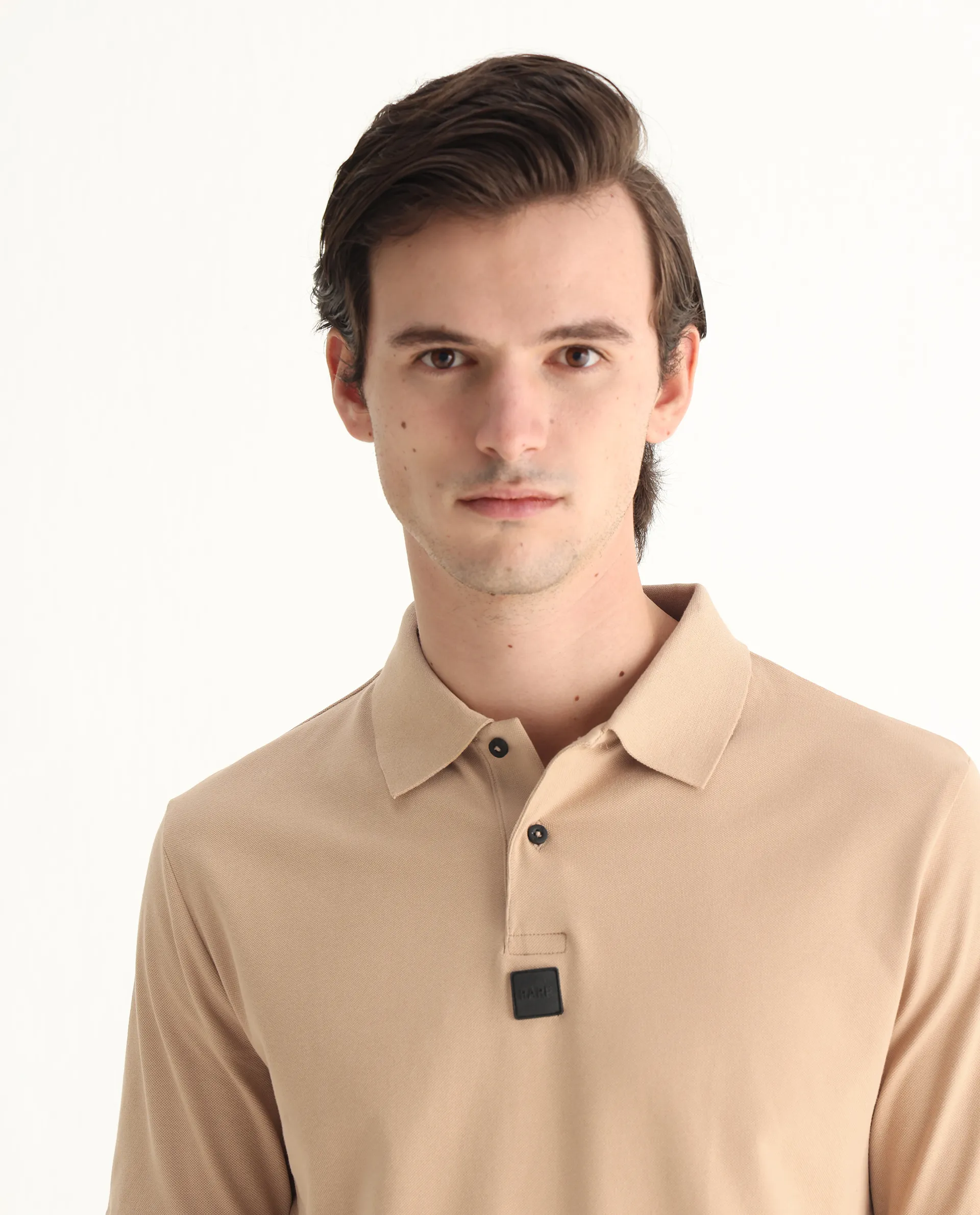 Rare Rabbit Men's Mabe Beige Cotton Plain Regular Fit Half Sleeve Polo - Image 8