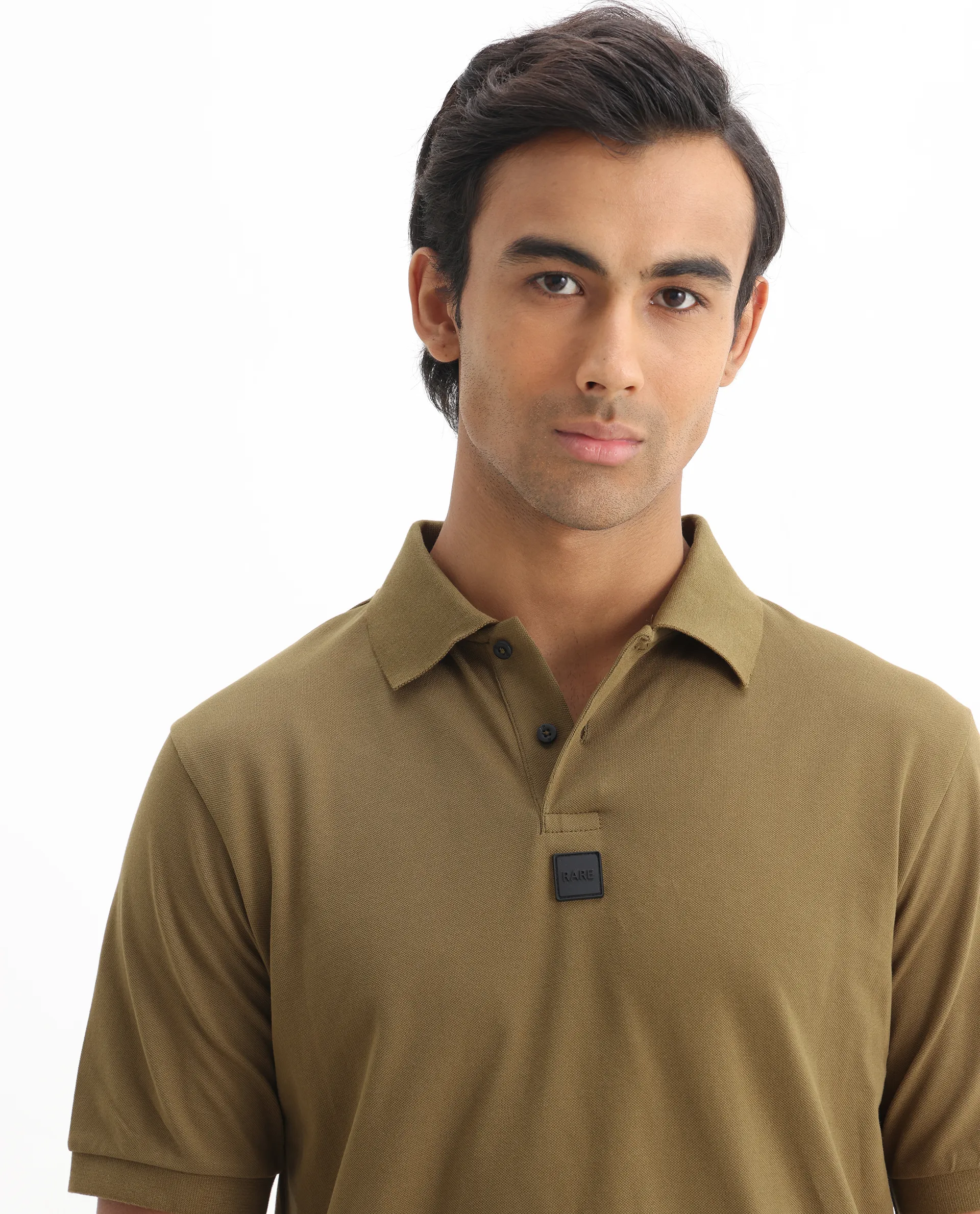 Rare Rabbit Men's Mabe Light Green Cotton Plain Regular Fit Half Sleeve Polo - Image 3