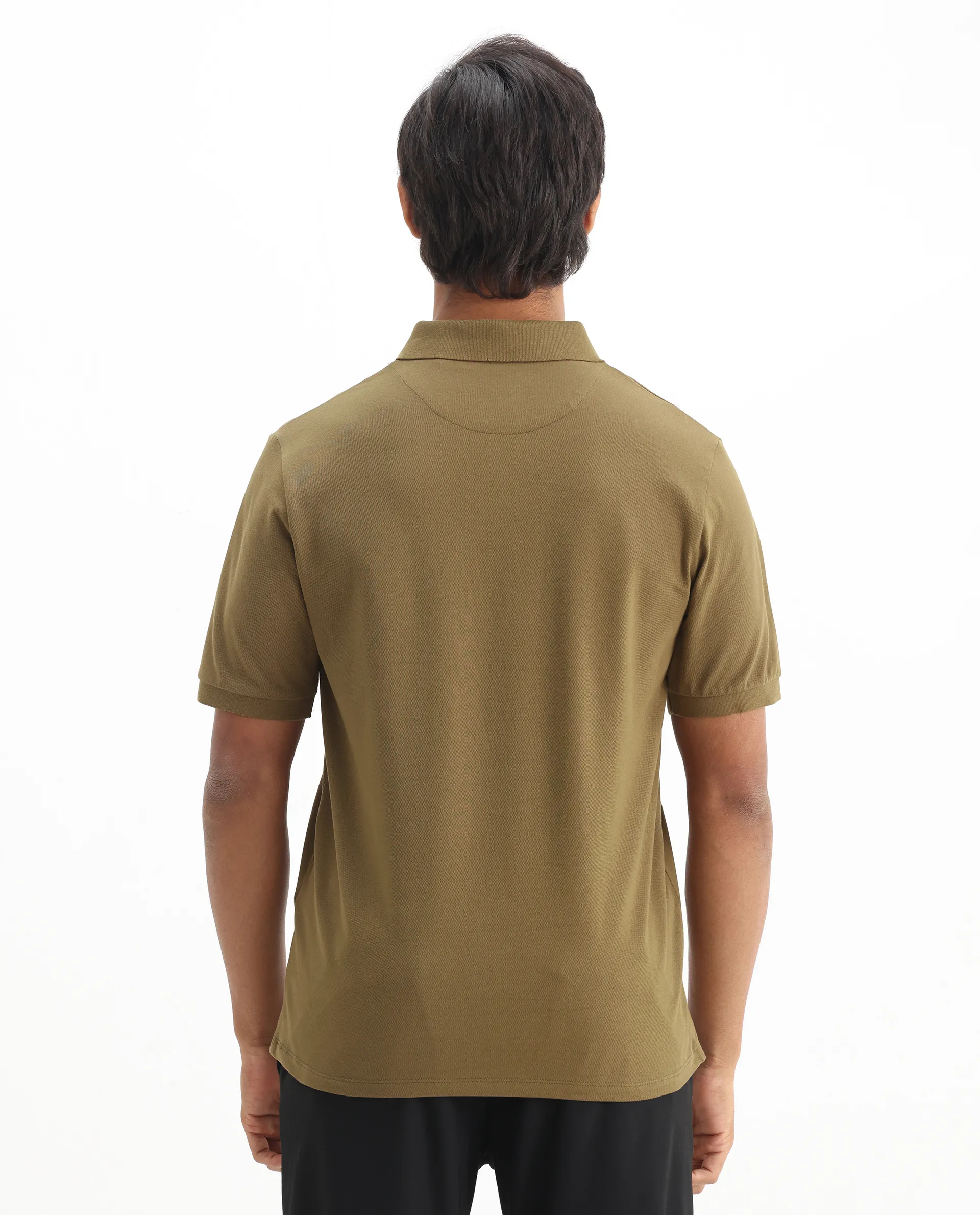 Rare Rabbit Men's Mabe Light Green Cotton Plain Regular Fit Half Sleeve Polo - Image 6