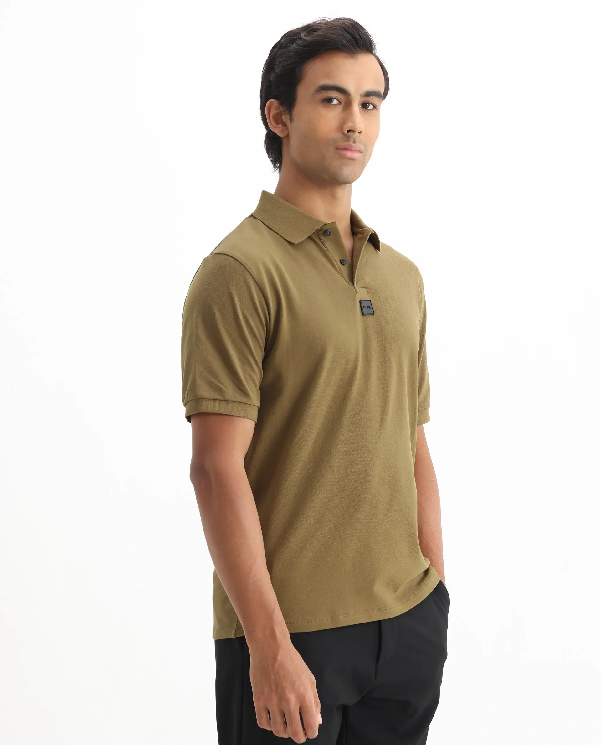 Rare Rabbit Men's Mabe Light Green Cotton Plain Regular Fit Half Sleeve Polo - Image 8
