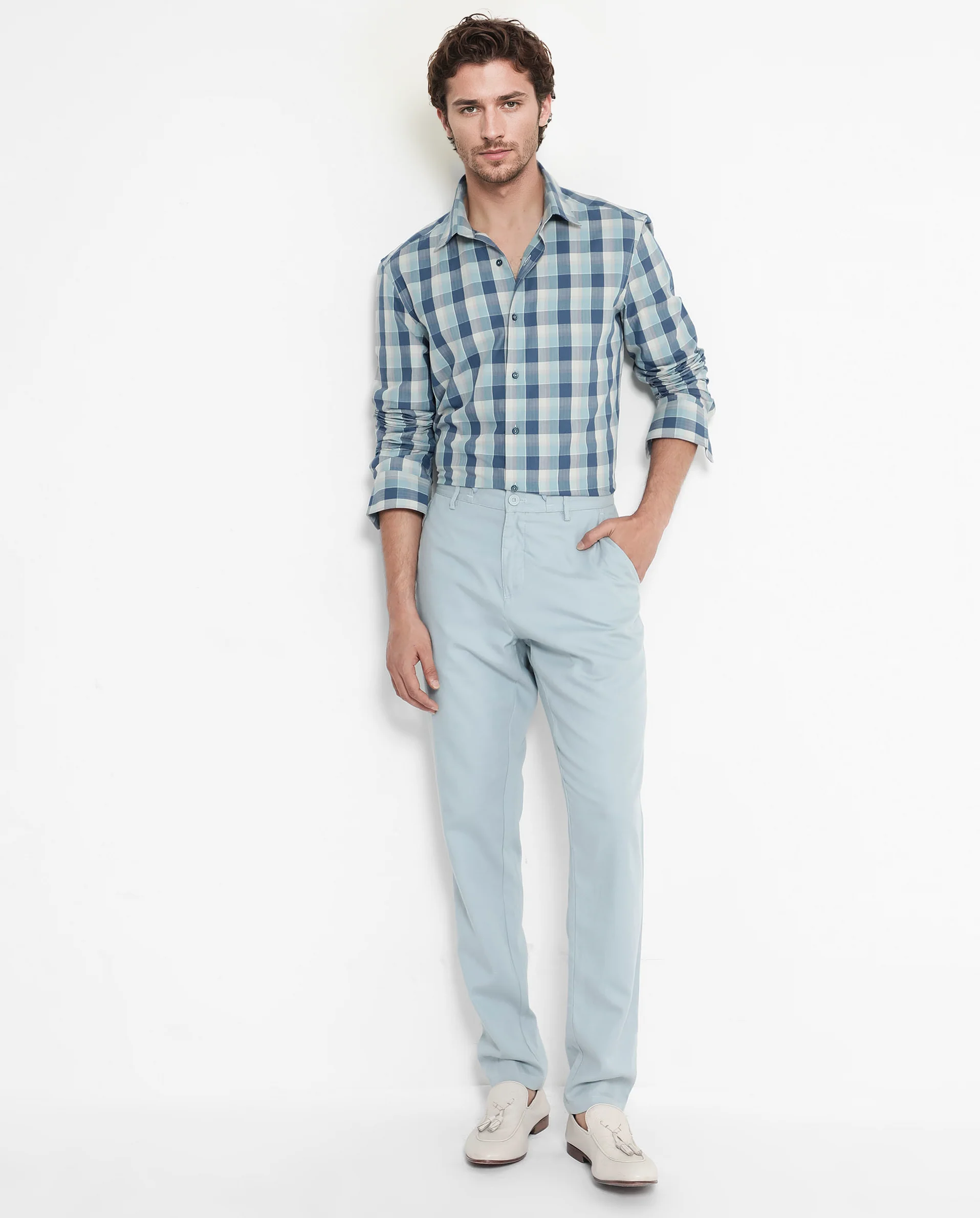 Rare Rabbit Men's Cotton Checked Print Regular Fit Full Sleeve Collared Shirt - Image 2