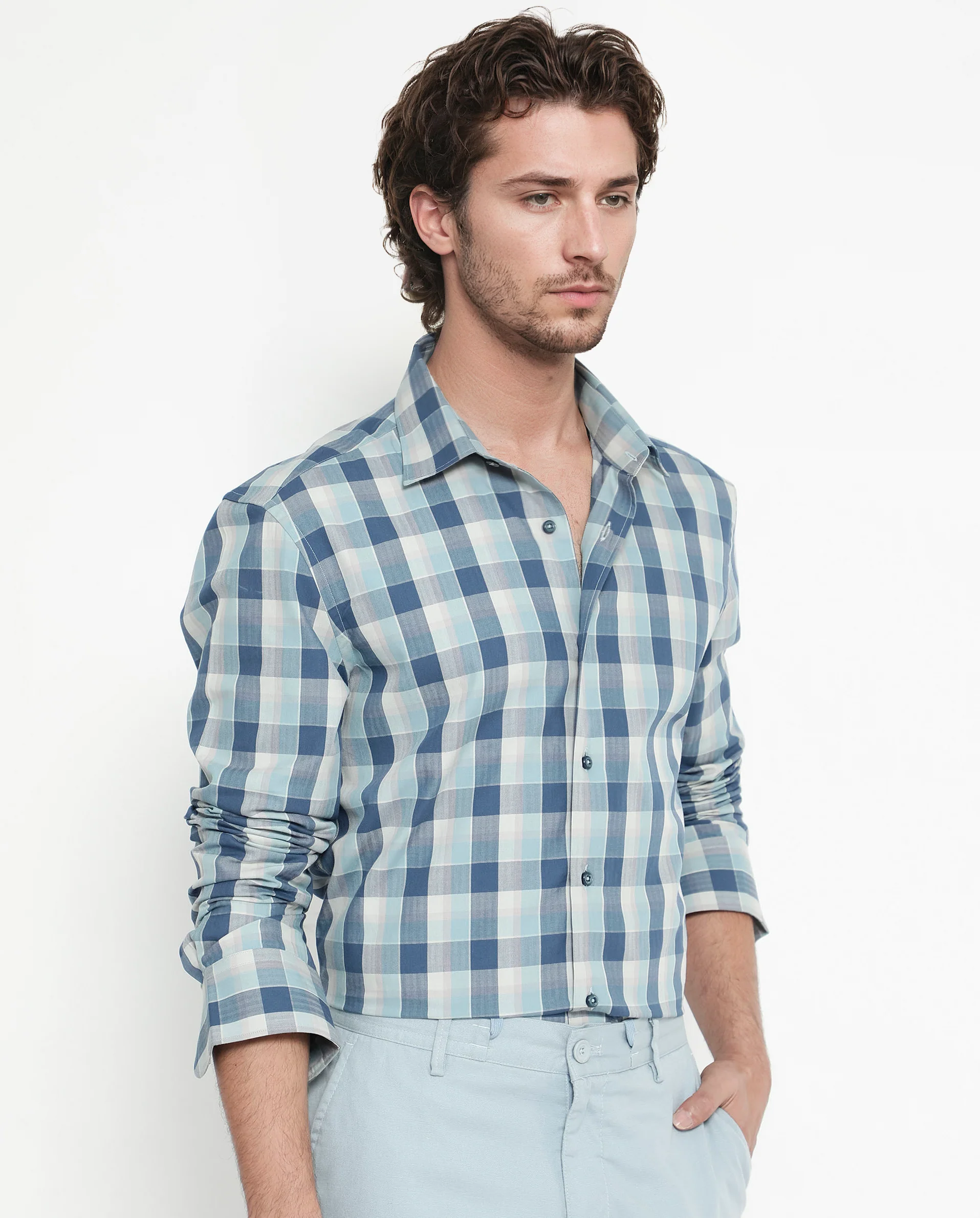 Rare Rabbit Men's Cotton Checked Print Regular Fit Full Sleeve Collared Shirt - Image 5