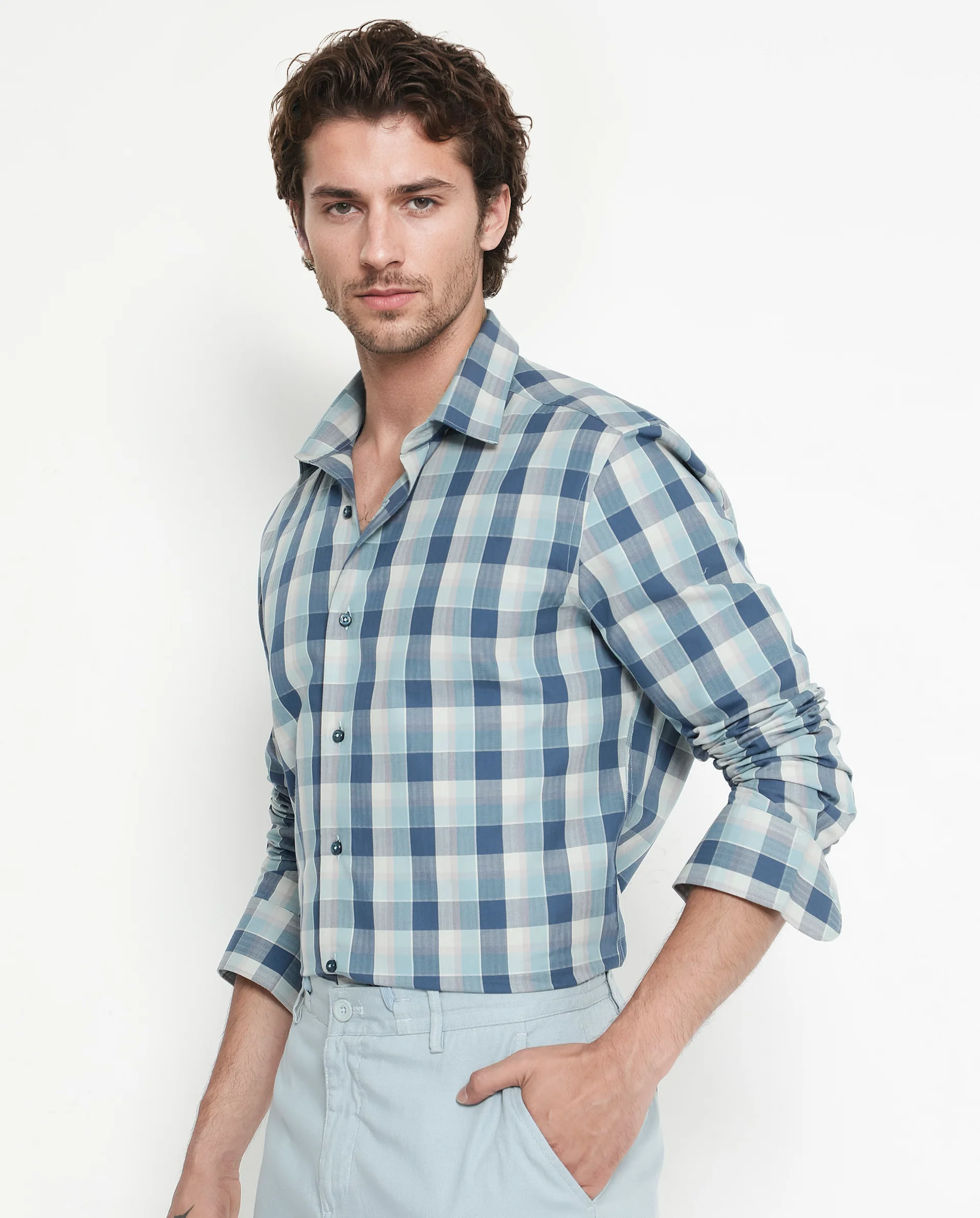 Rare Rabbit Men's Cotton Checked Print Regular Fit Full Sleeve Collared Shirt - Image 6