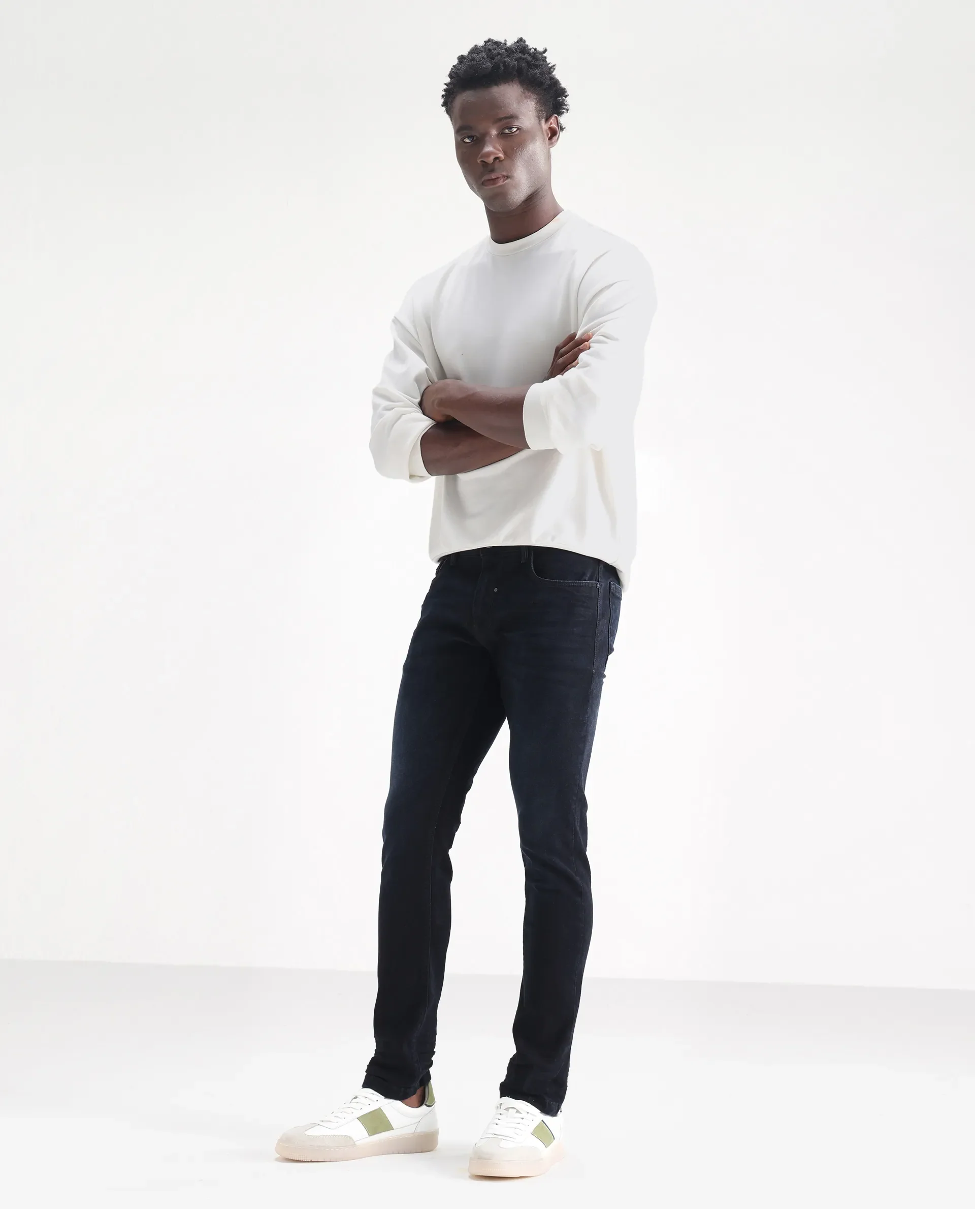 Rare Rabbit Men's Macher Dark Navy Cotton Plain Hawk Slim Fit Jeans - Image 6