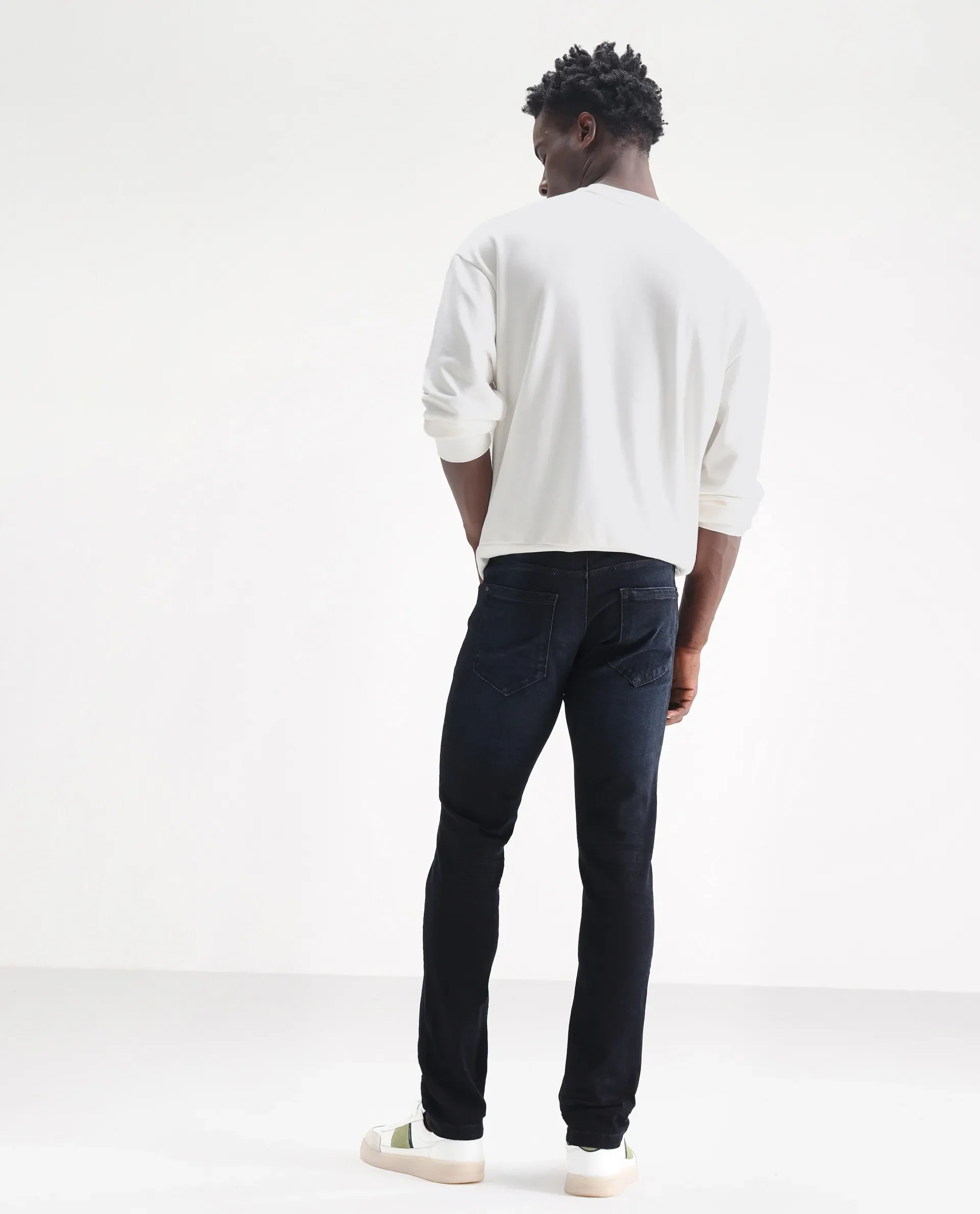 Rare Rabbit Men's Macher Dark Navy Cotton Plain Hawk Slim Fit Jeans - Image 7