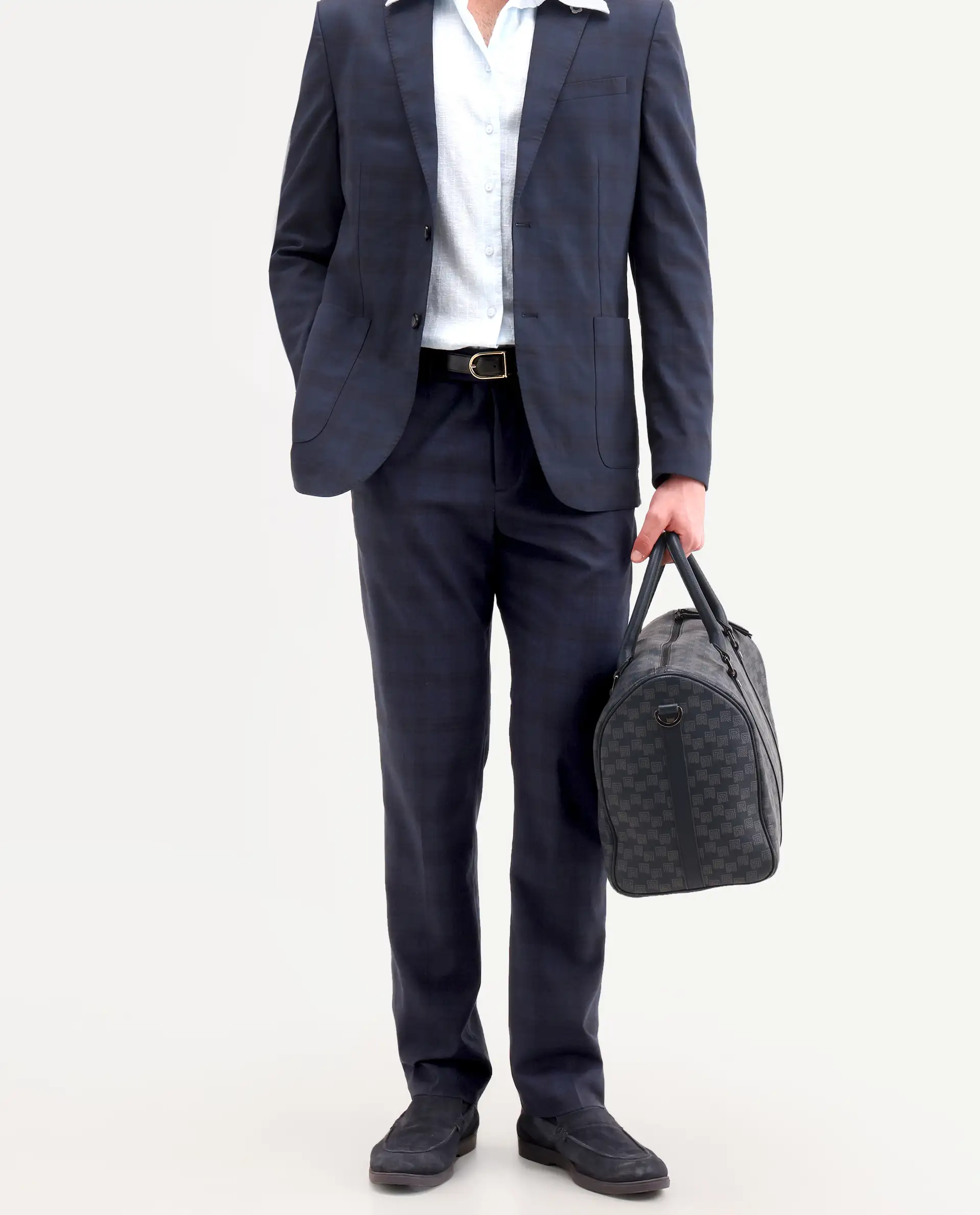 Rare Rabbit Men's Mack Dark Navy Polyester Checked Print Tailored Fit Full Sleeve Lapel Neck Suits - Image 18