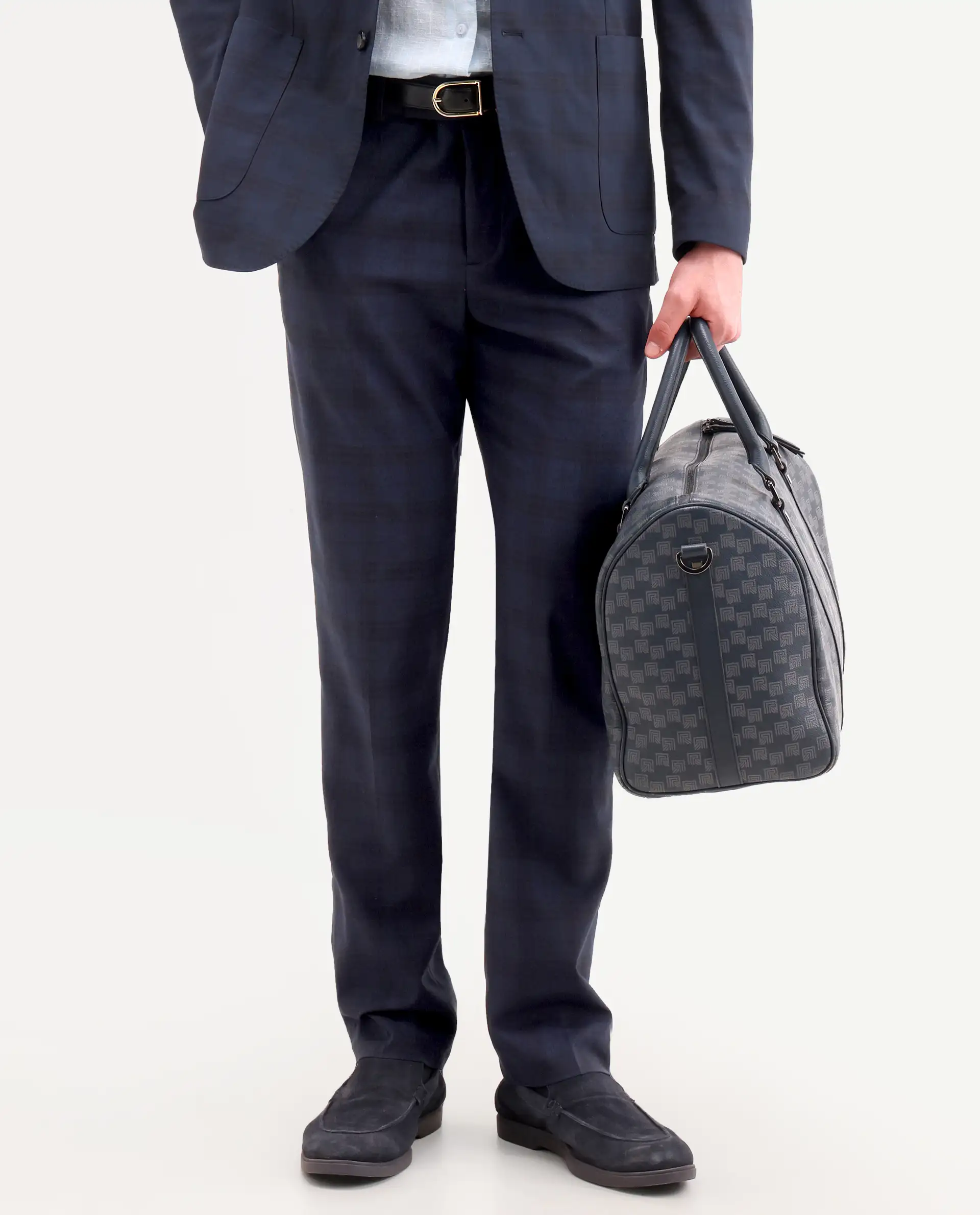 Rare Rabbit Men's Mack Dark Navy Polyester Checked Print Tailored Fit Full Sleeve Lapel Neck Suits - Image 4
