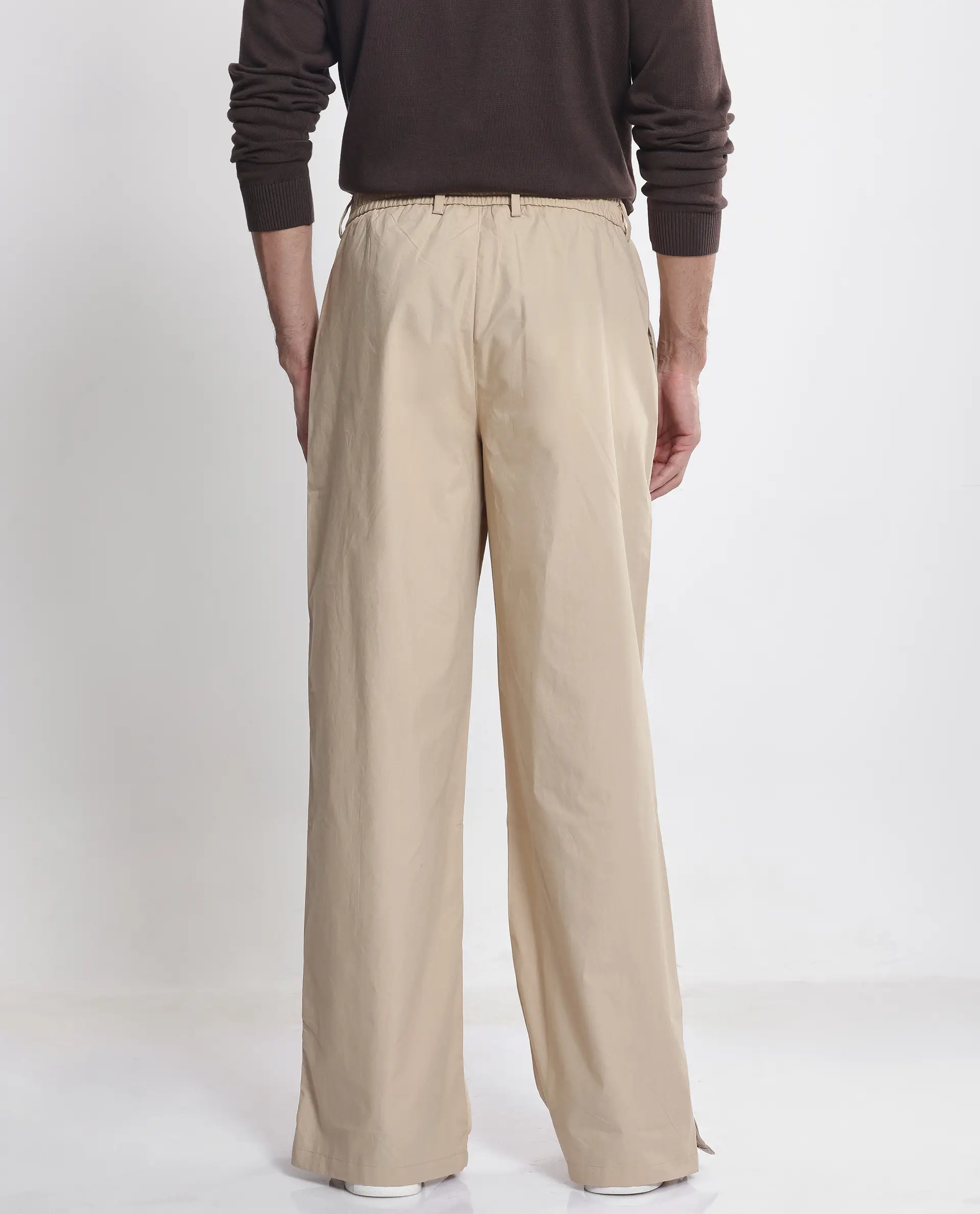 Rare Rabbit Men's Macon Beige Cotton Plain Baggy Fit Track Pant - Image 6