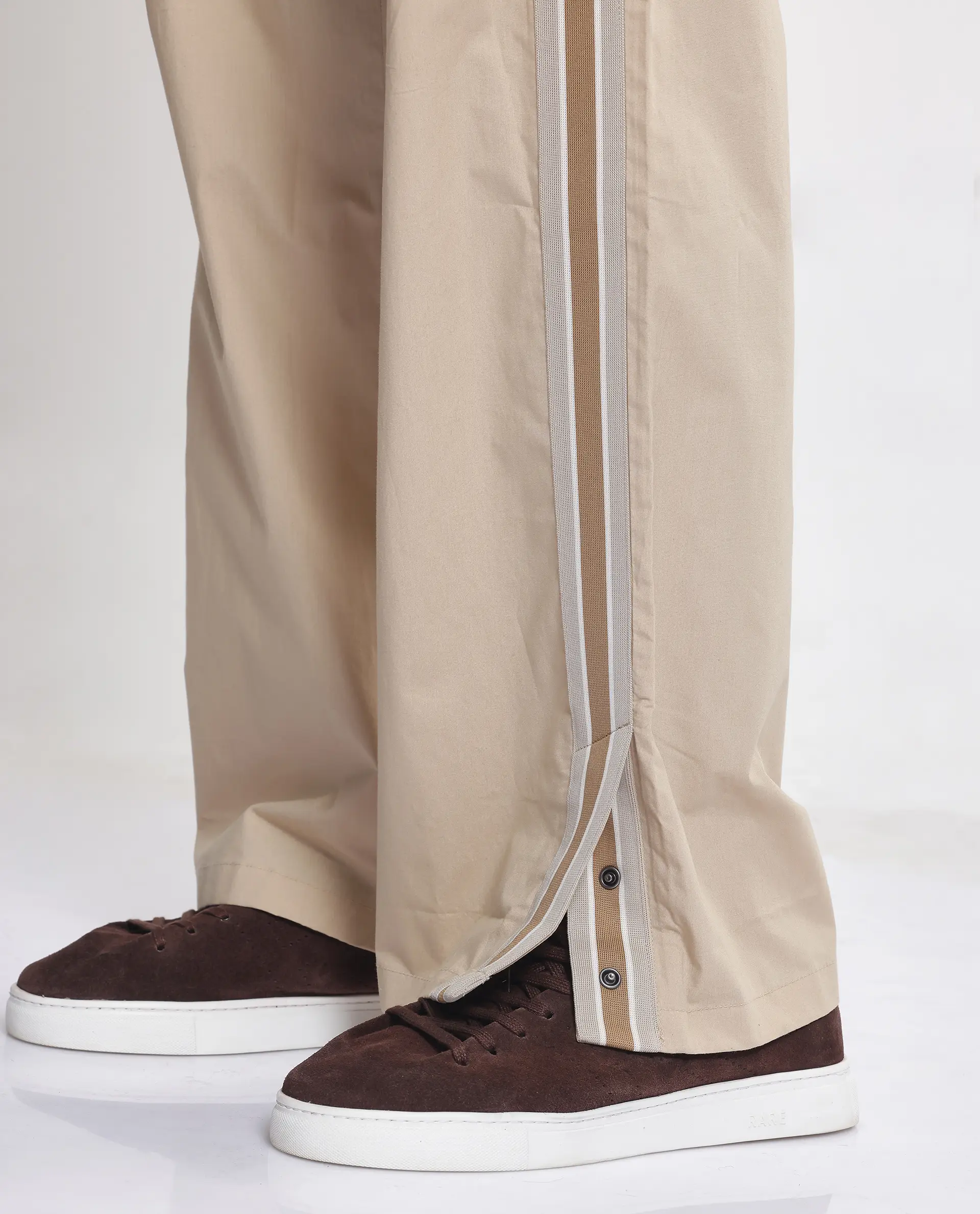 Rare Rabbit Men's Macon Beige Cotton Plain Baggy Fit Track Pant - Image 8