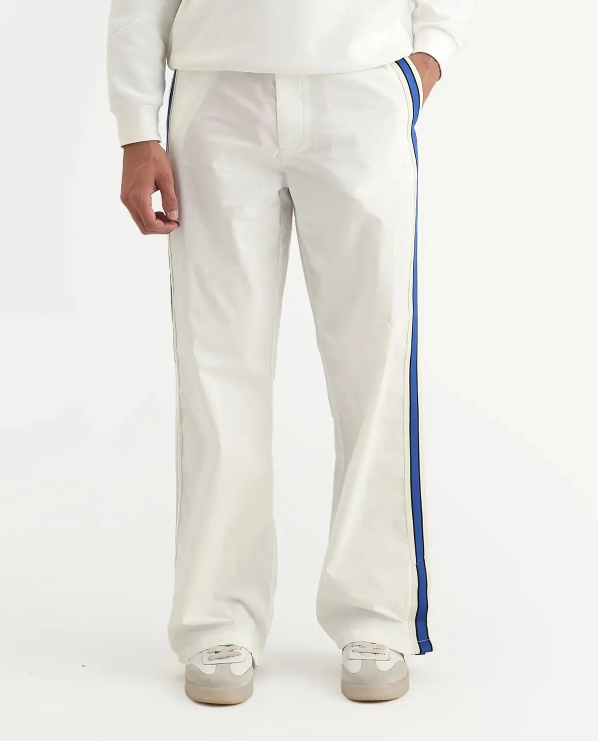 Rare Rabbit Men's Macon White Cotton Plain Baggy Fit Track Pant - Image 10