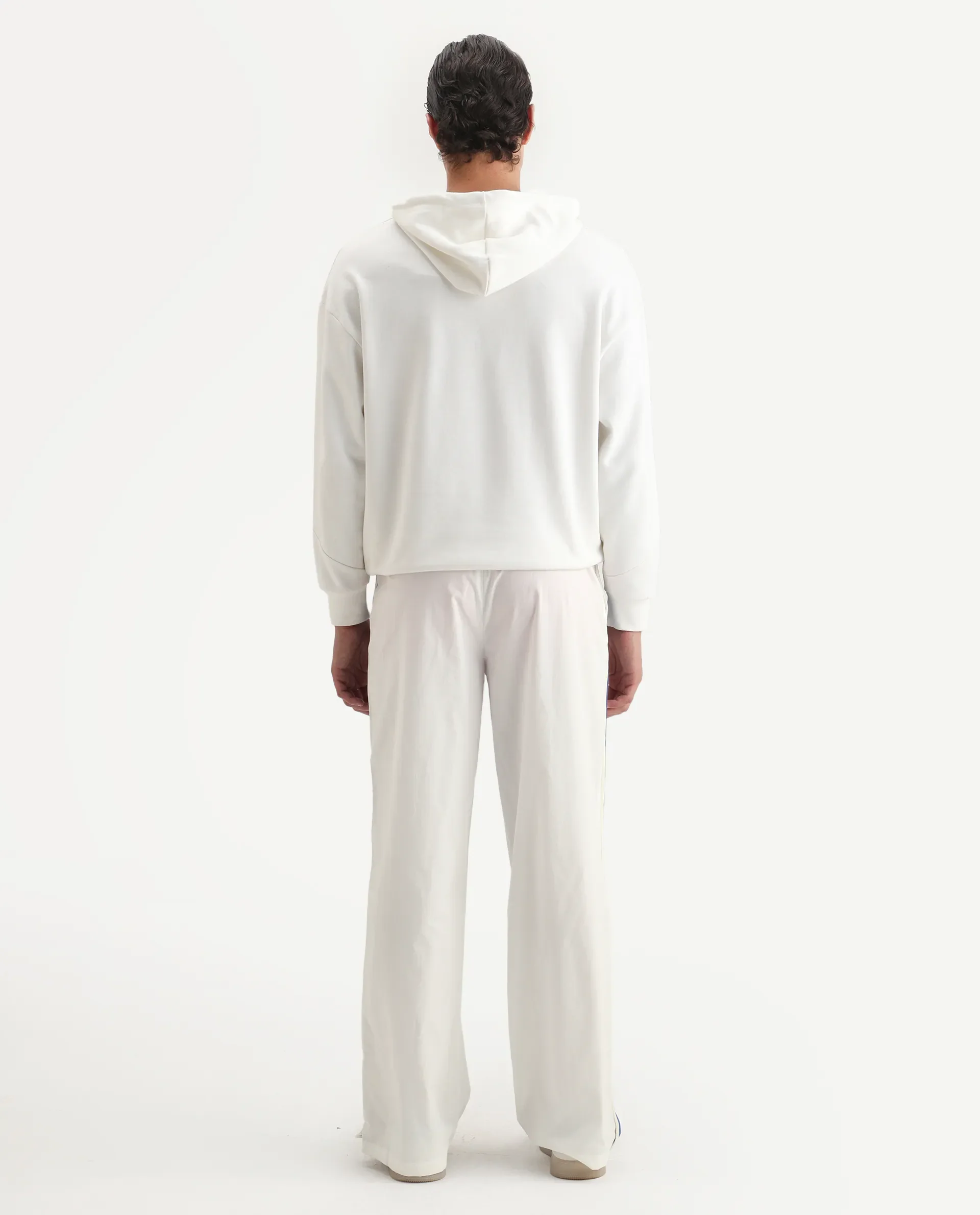Rare Rabbit Men's Macon White Cotton Plain Baggy Fit Track Pant - Image 9