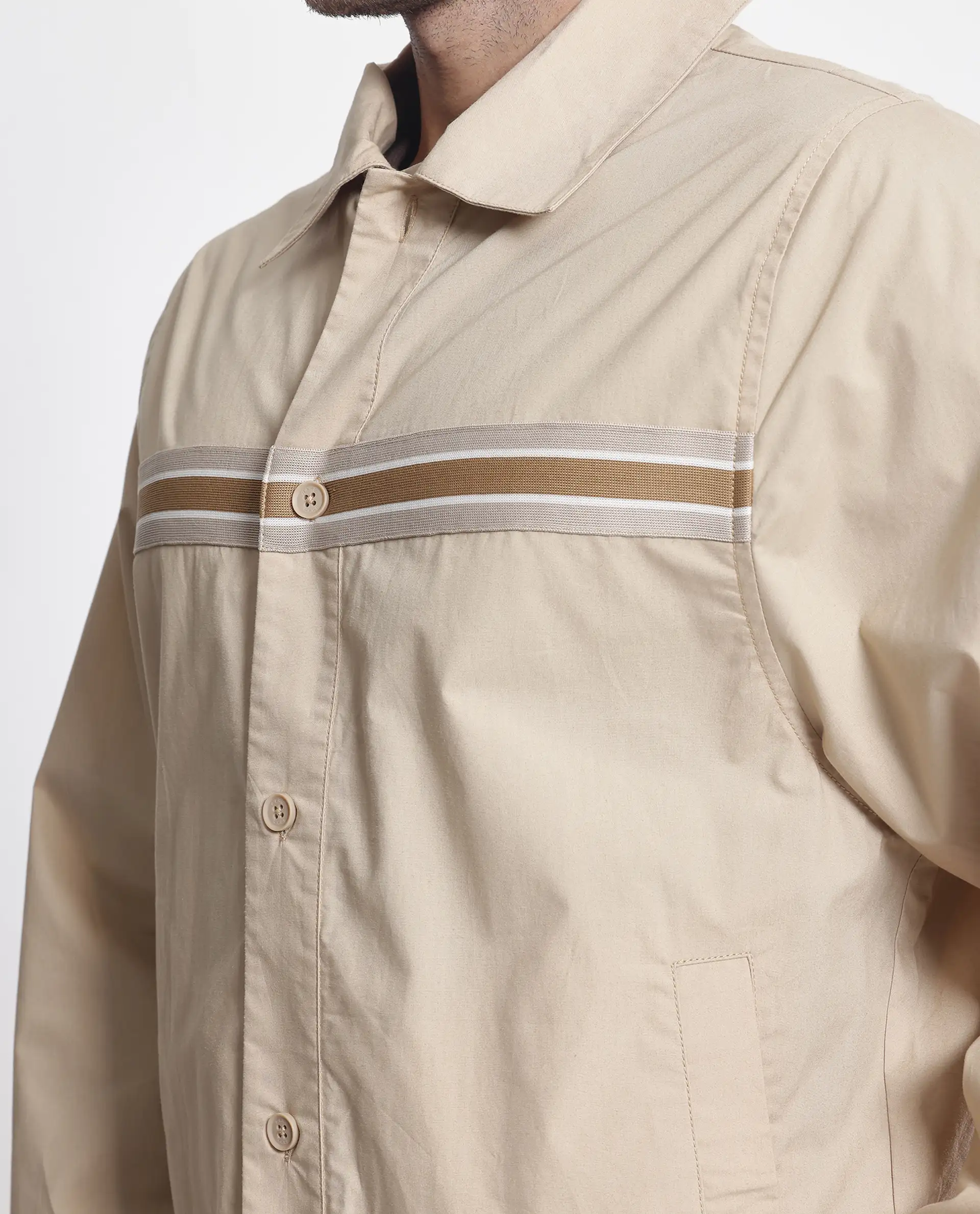 Rare Rabbit Men's Macon-S Beige Cotton Plain Regular Fit Full Sleeve Collared Shirt - Image 8