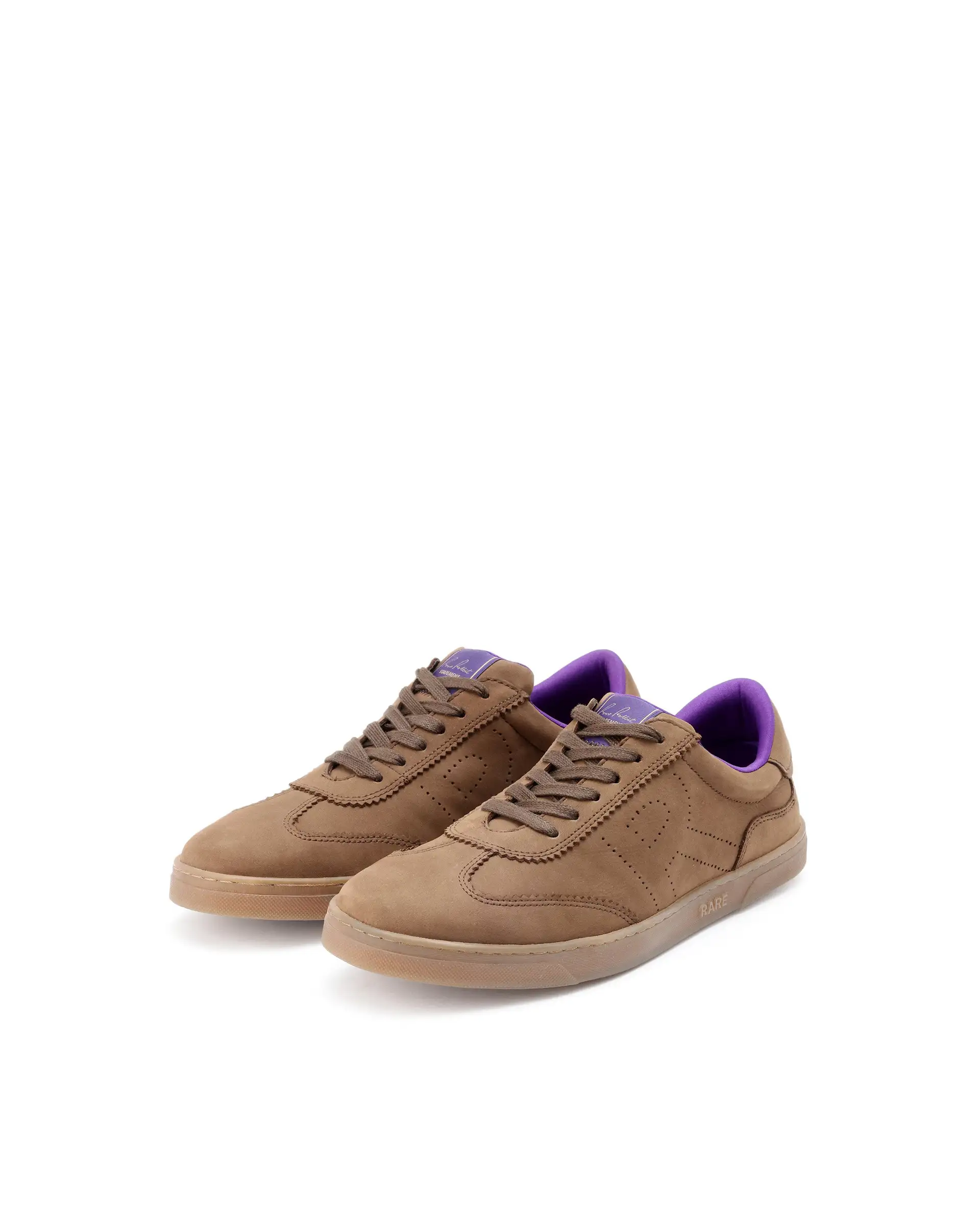 Rare Rabbit Mens Magellan Brown Premium Nubuck Lace Up Low Top Round Toe Sneaker Shoes - Image 3