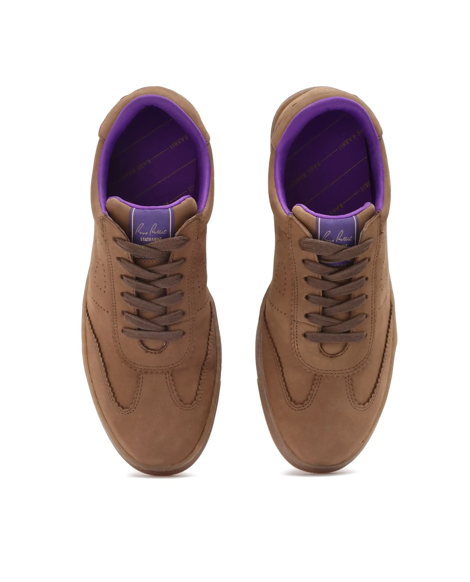 Rare Rabbit Mens Magellan Brown Premium Nubuck Lace Up Low Top Round Toe Sneaker Shoes - Image 4