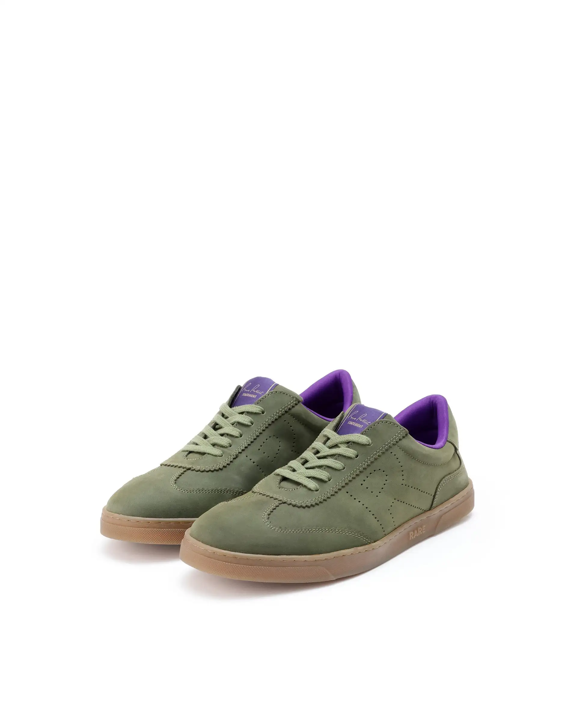 Rare Rabbit Mens Magellan Dark Green Premium Nubuck Lace Up Low Top Round Toe Sneaker Shoes - Image 3