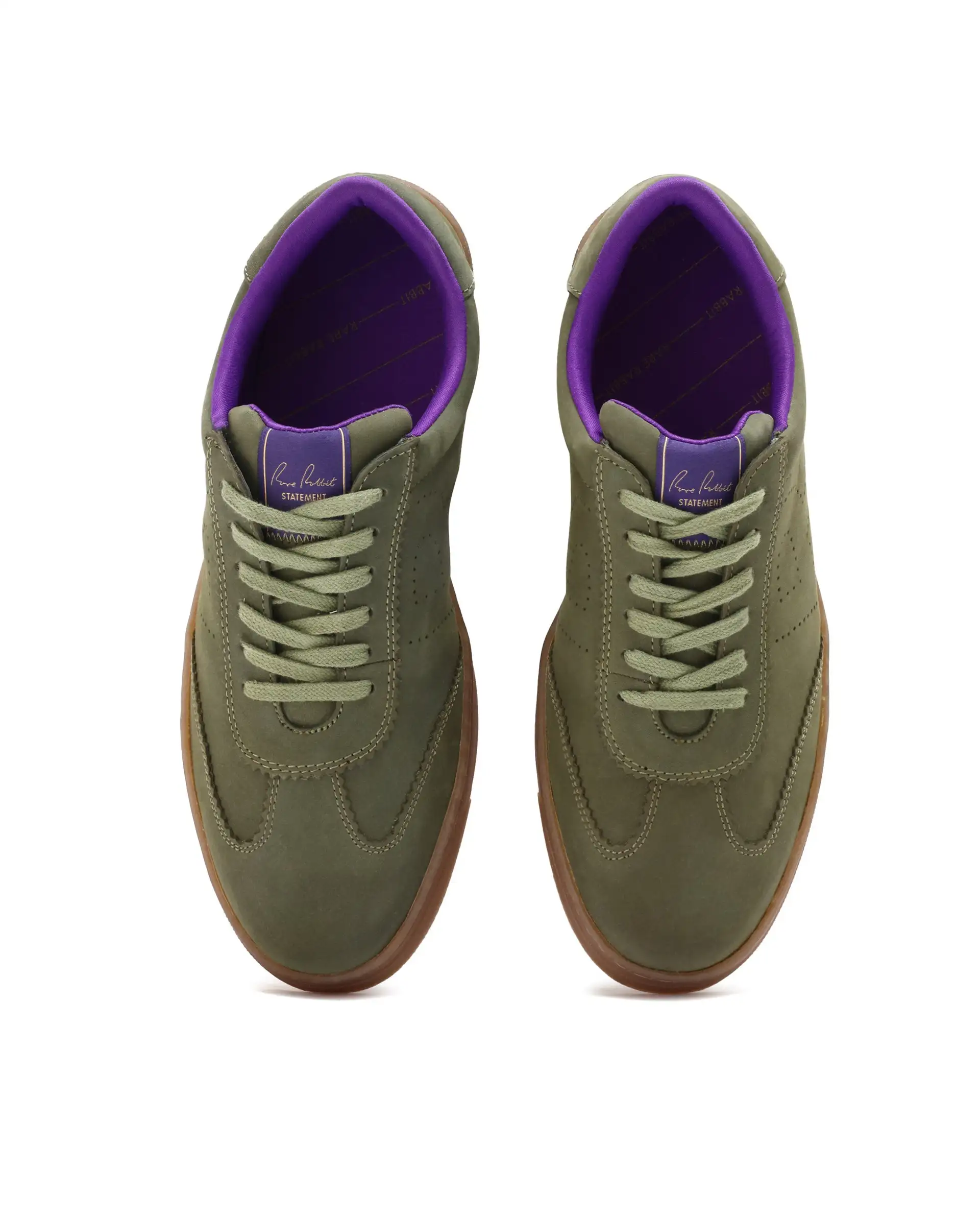 Rare Rabbit Mens Magellan Dark Green Premium Nubuck Lace Up Low Top Round Toe Sneaker Shoes - Image 4