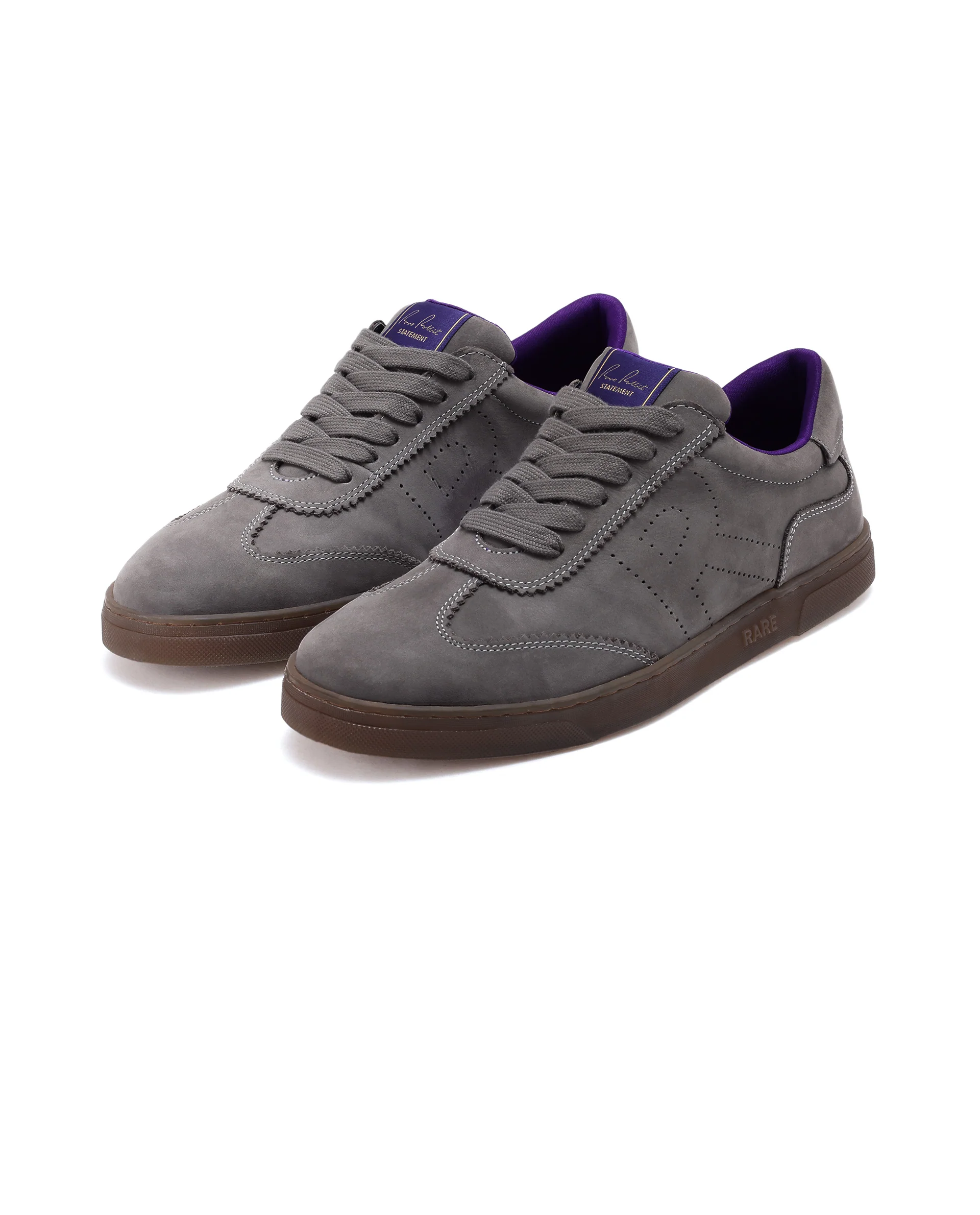Rare Rabbit Men's Magellan Grey Premium Nubuck Lace Up Low Top Round Toe Sneaker Shoes - Image 3