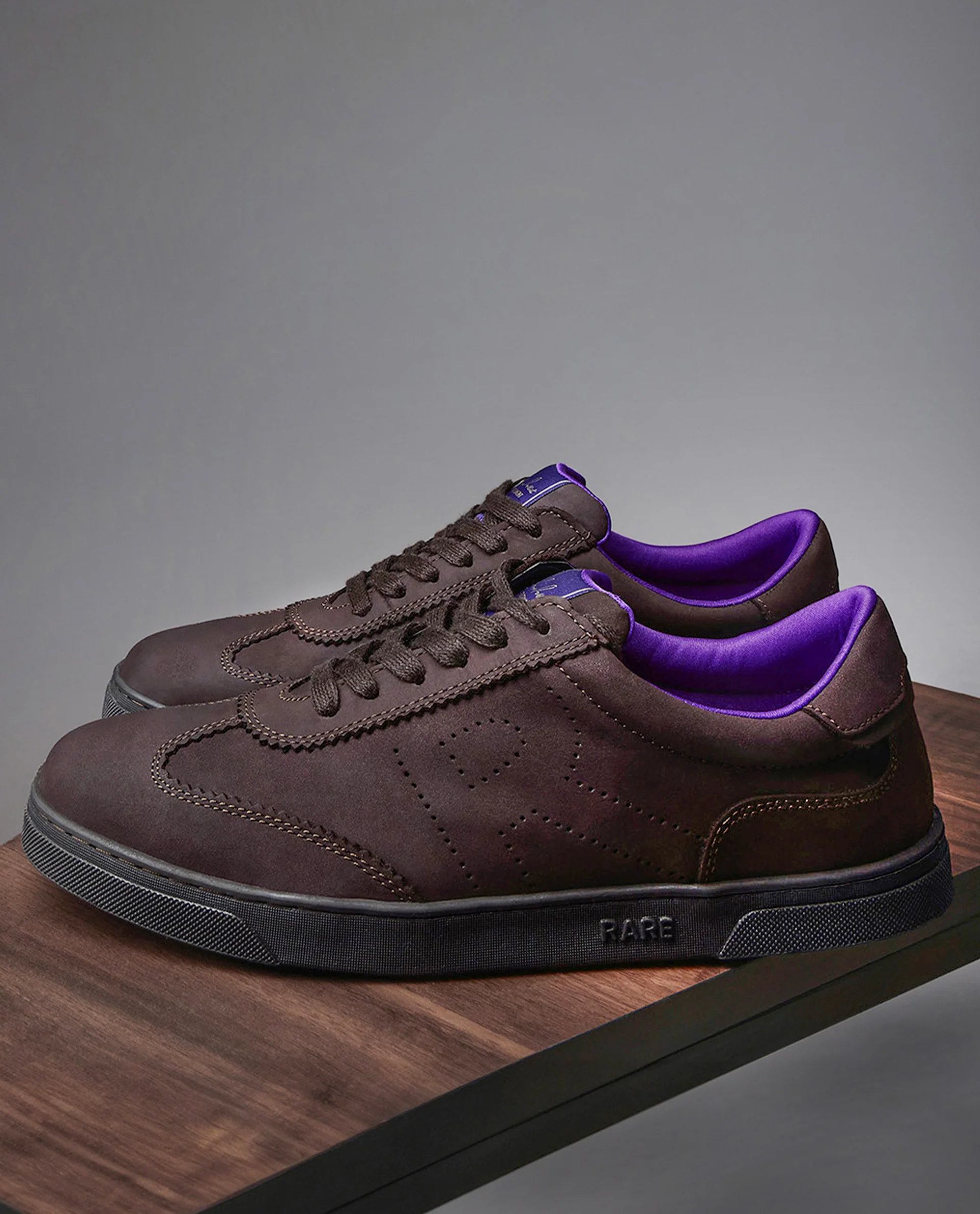 Rare Rabbit Men's Magellan Dark Purple Premium Nubuck Lace Up Low Top Round Toe Sneaker Shoes - Image 2