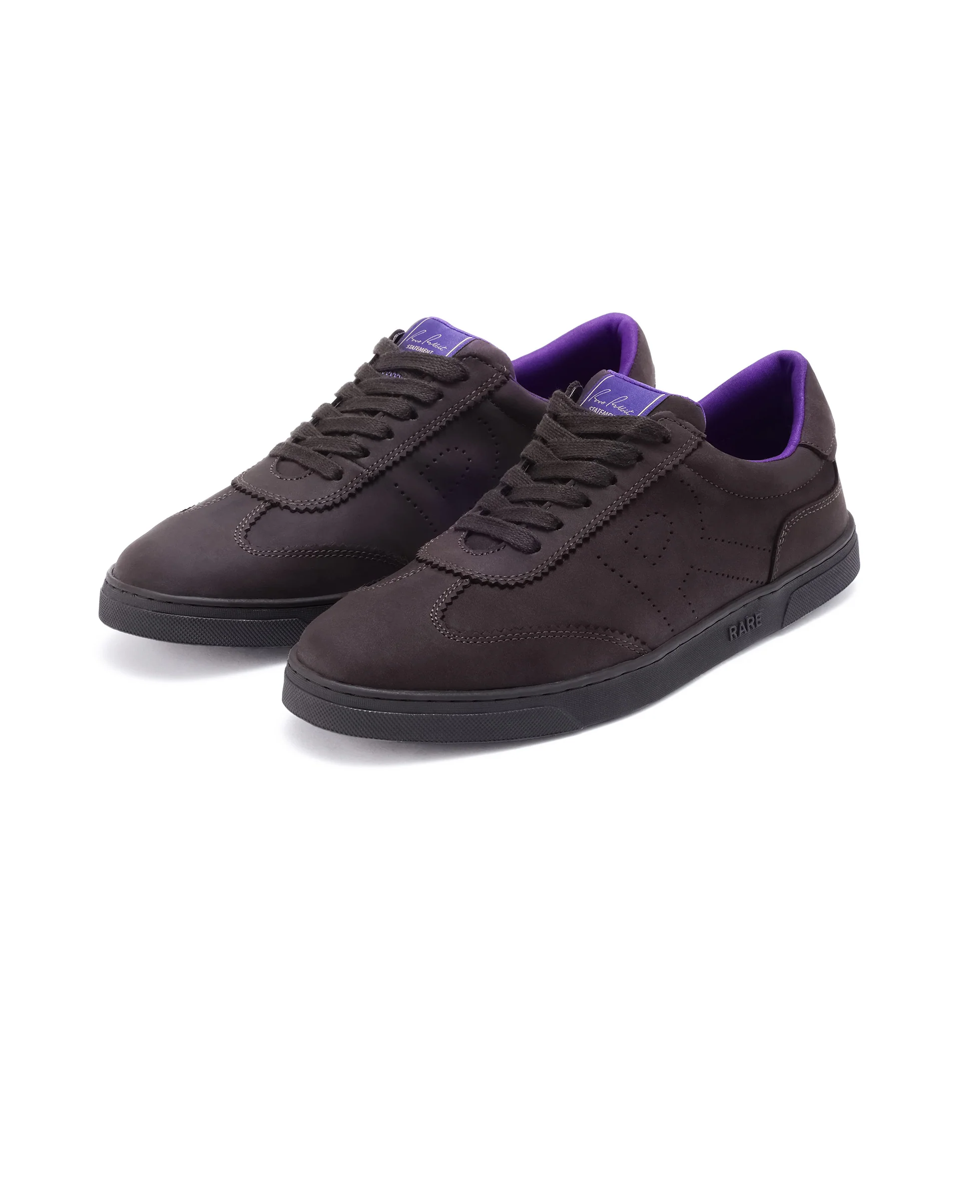 Rare Rabbit Men's Magellan Dark Purple Premium Nubuck Lace Up Low Top Round Toe Sneaker Shoes - Image 3