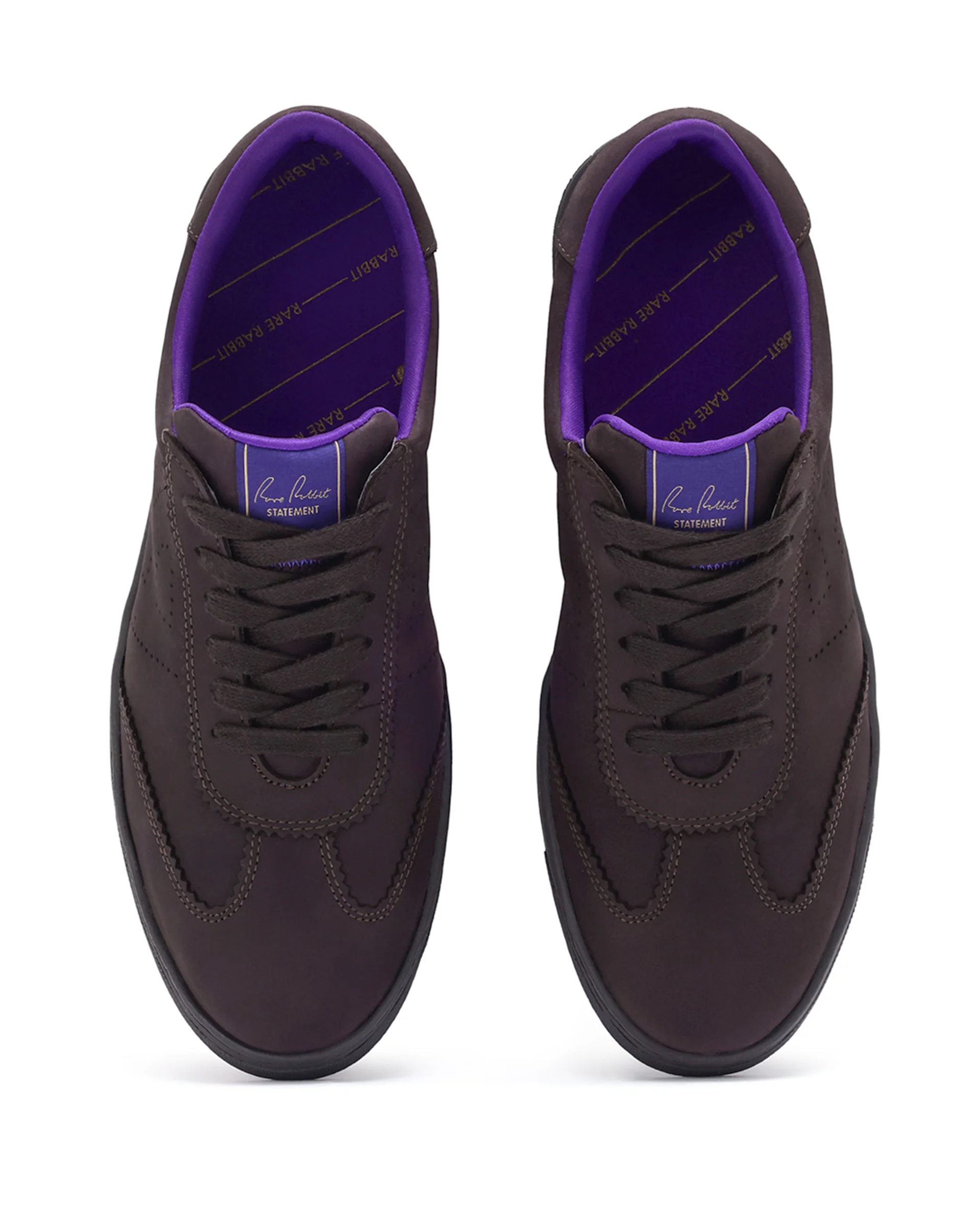 Rare Rabbit Men's Magellan Dark Purple Premium Nubuck Lace Up Low Top Round Toe Sneaker Shoes - Image 4
