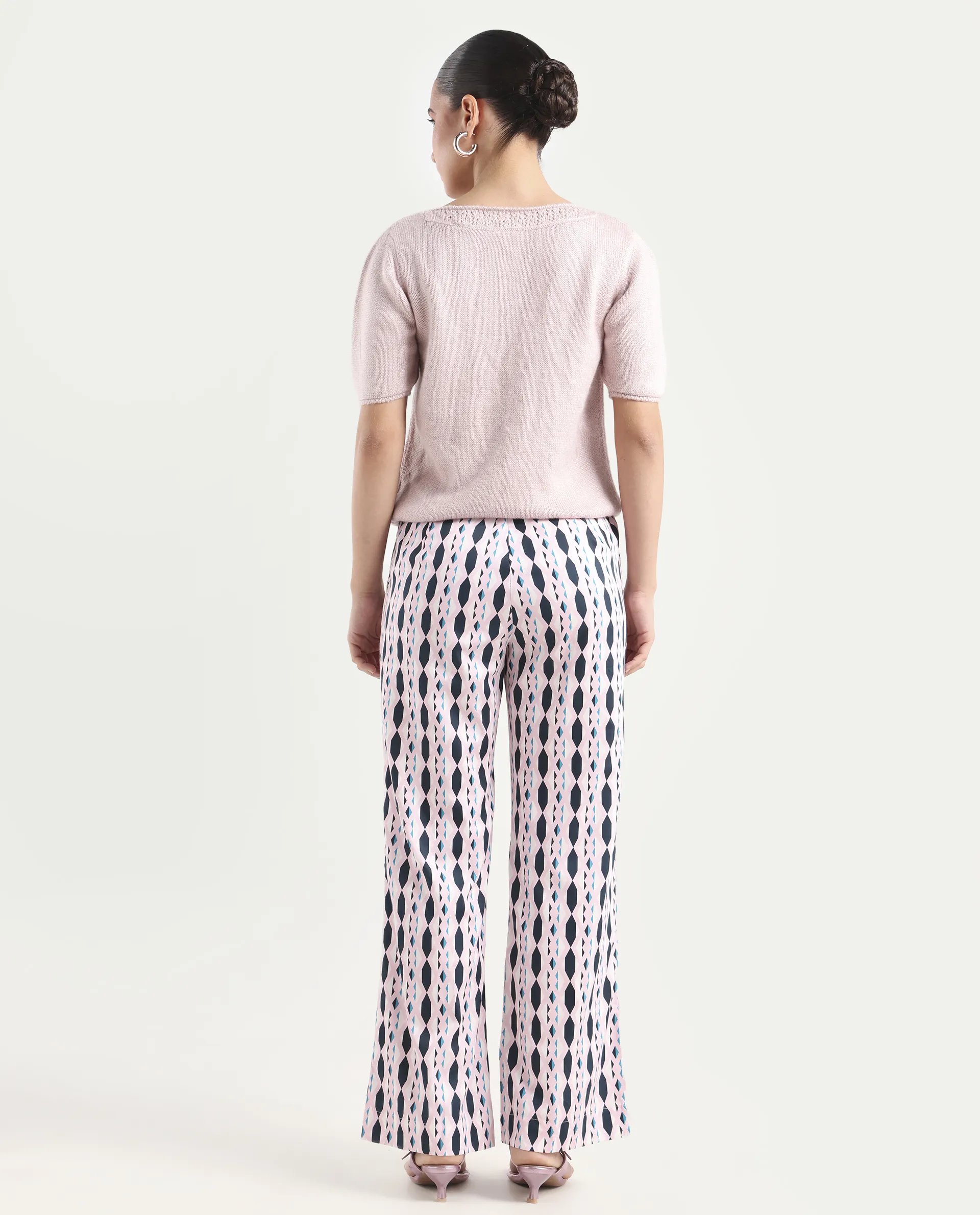 Rareism Women's Magia Light Multi Viscose Geometric Print Ankle Length Wide Leg Trouser - Image 7