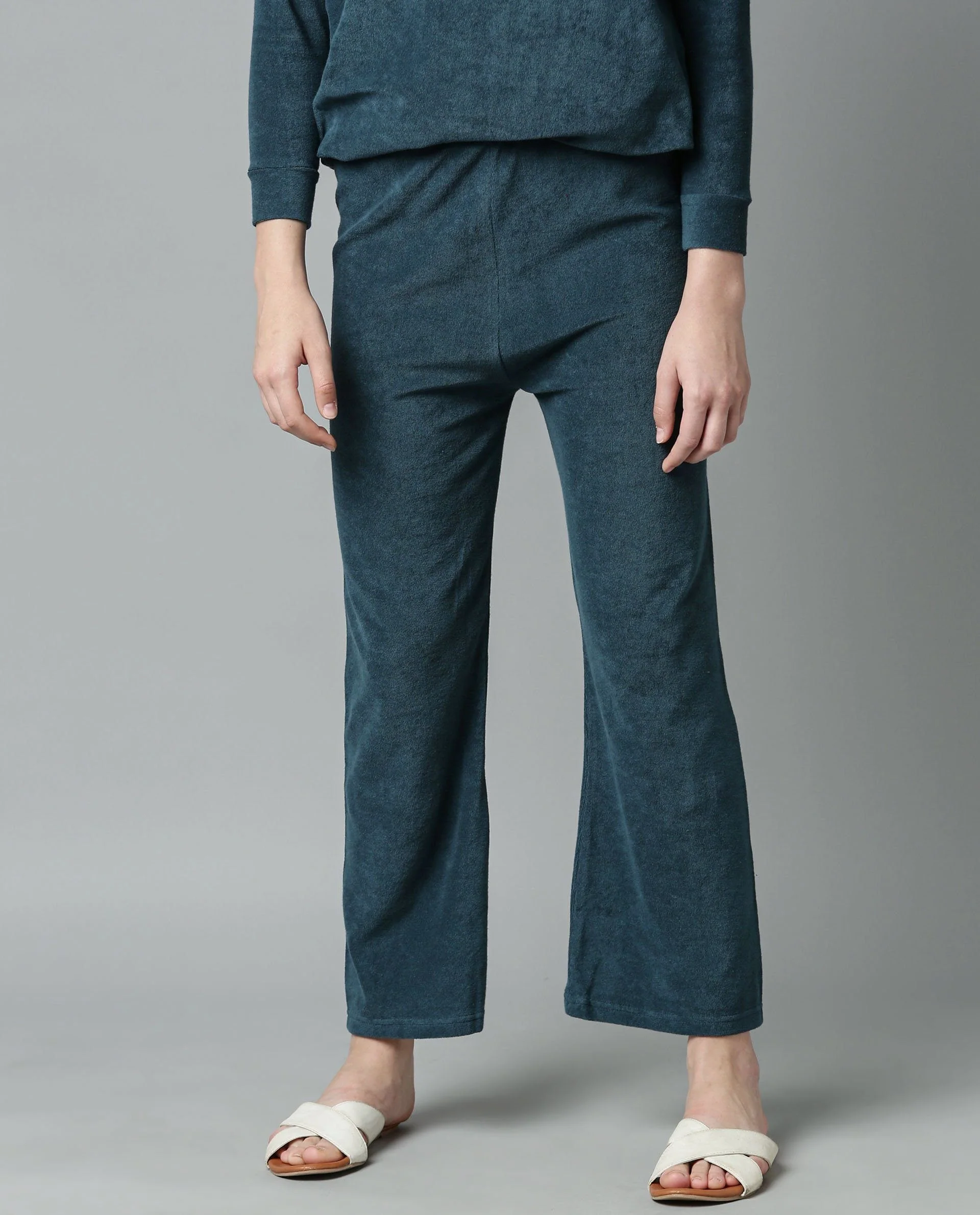Rareism Women Magica Blue Trousers Knit Fabric Solid - Image 4