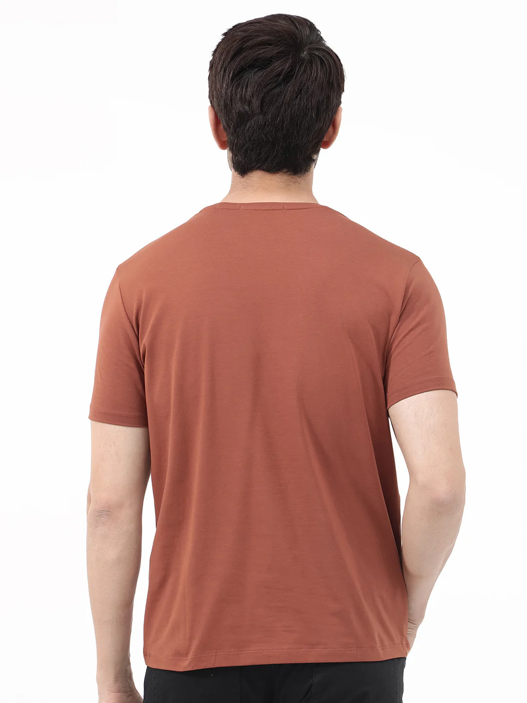 Rare Rabbit Articale Mens Magnus Dusky Rust Cotton Polyester Fabric Short Sleeve Crew Neck Slim Fit Printed T-Shirt - Image 11