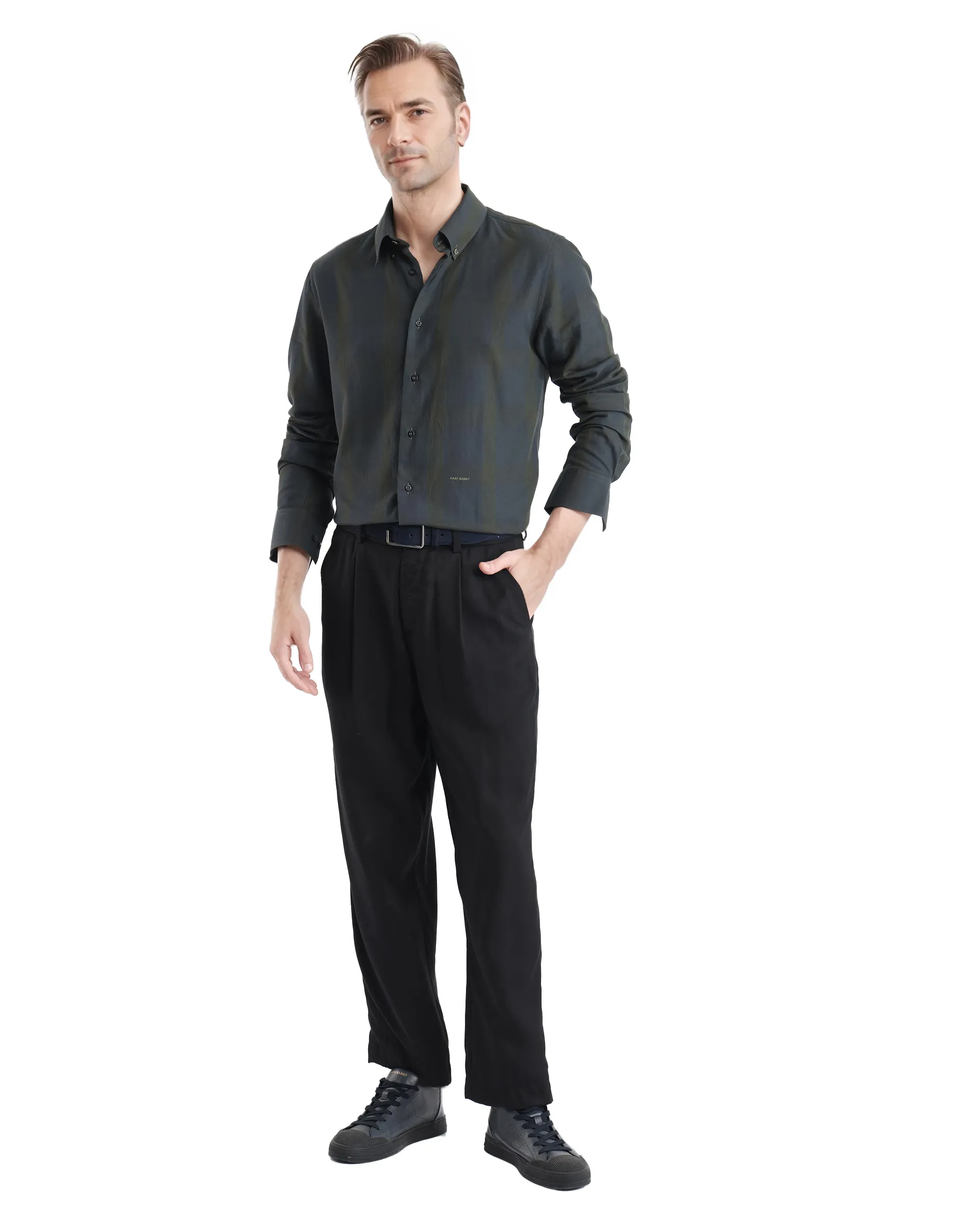 Rare Rabbit Men's Magone Dark Green Cotton Checked Print Regular Fit Full Sleeve Collared Shirt - Image 2