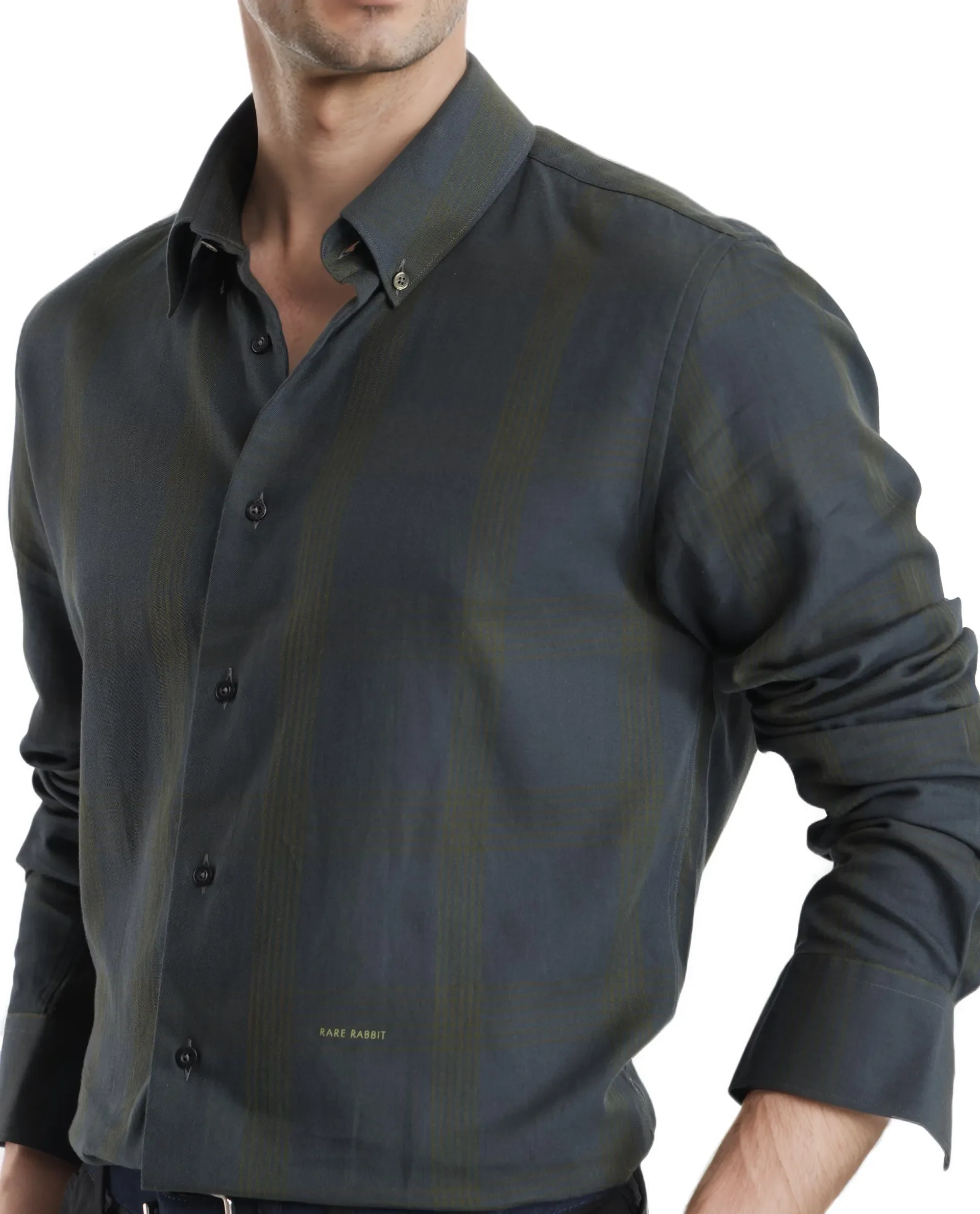 Rare Rabbit Men's Magone Dark Green Cotton Checked Print Regular Fit Full Sleeve Collared Shirt - Image 4