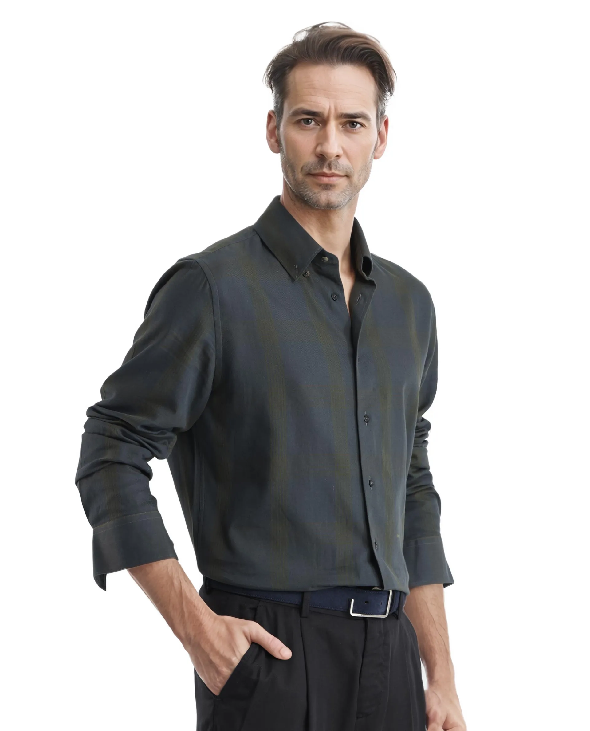 Rare Rabbit Men's Magone Dark Green Cotton Checked Print Regular Fit Full Sleeve Collared Shirt - Image 6