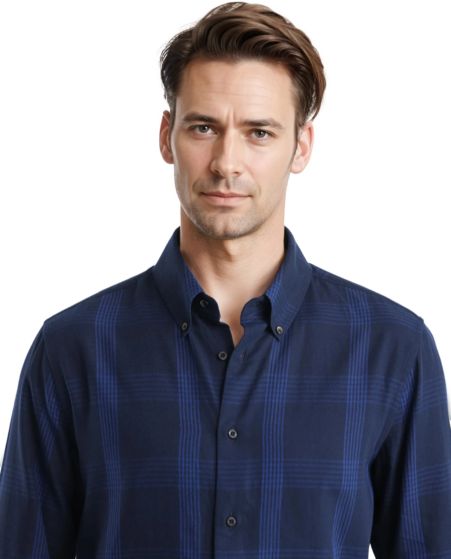 Rare Rabbit Men's Magone Navy Checked Print Regular Fit Full Sleeve Collared Shirt - Image 2