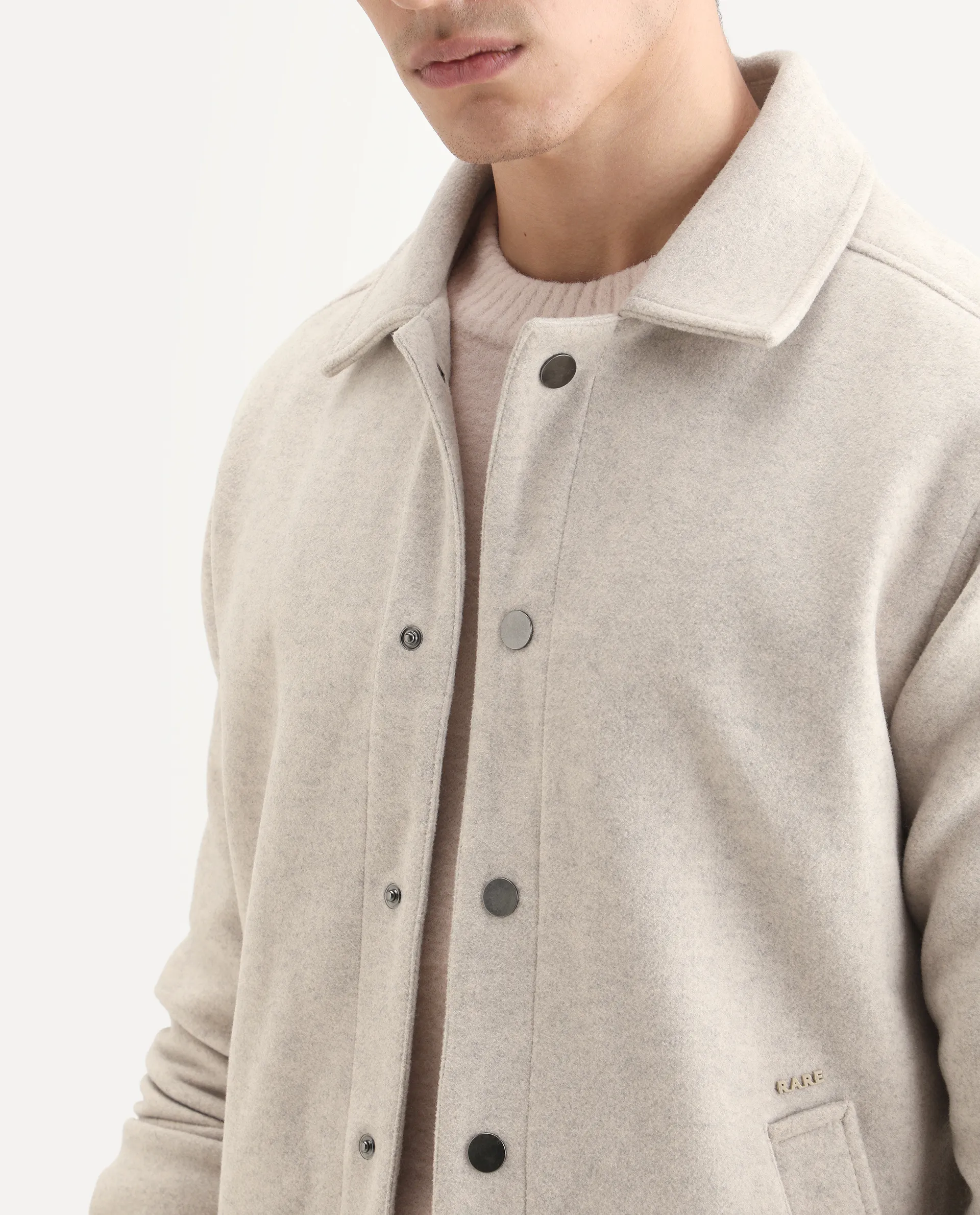 Rare Rabbit Men's Mahu Brown Polyester Fabric Spread Collar Regular Fit Plain Jacket - Image 4