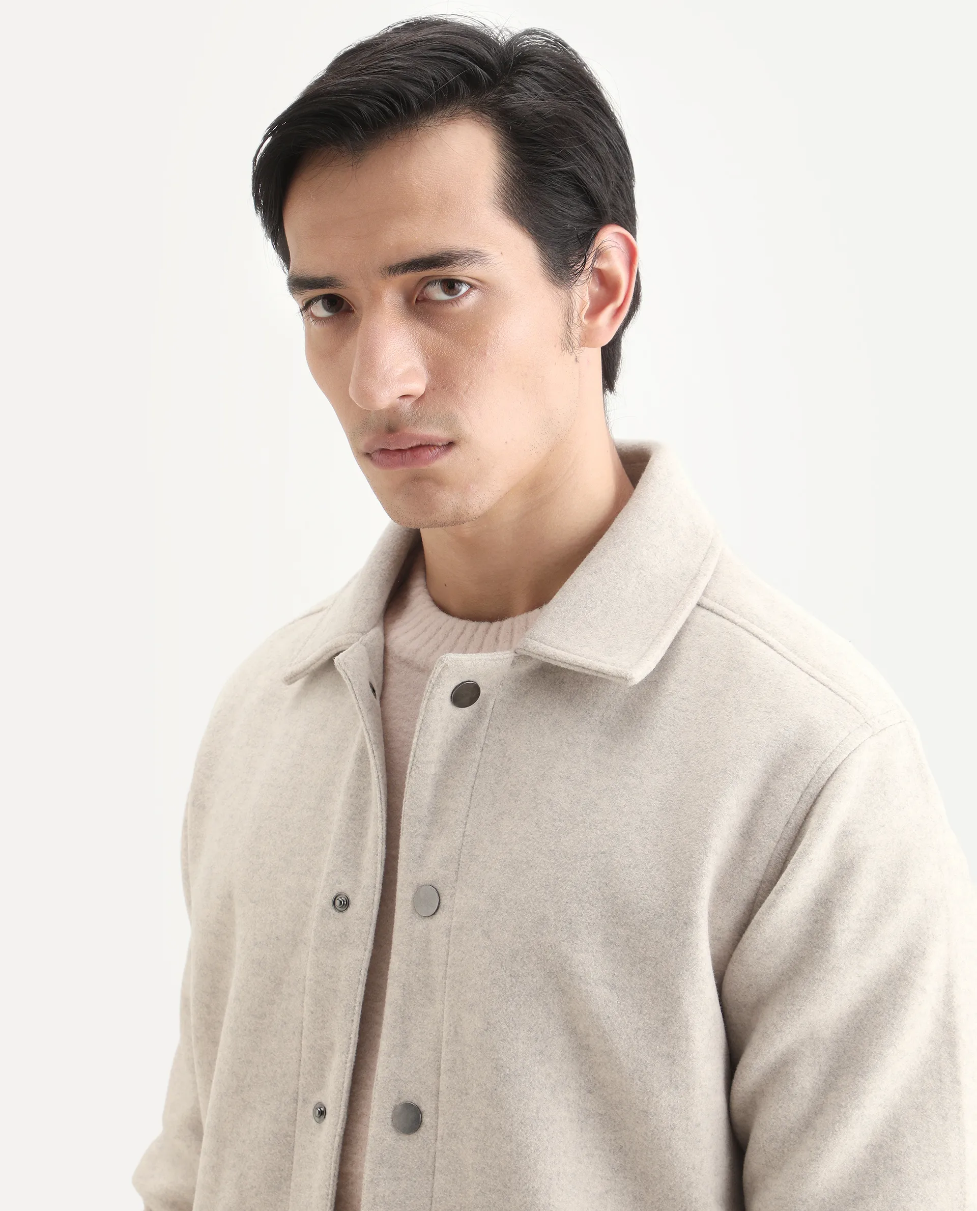 Rare Rabbit Men's Mahu Brown Polyester Fabric Spread Collar Regular Fit Plain Jacket - Image 5