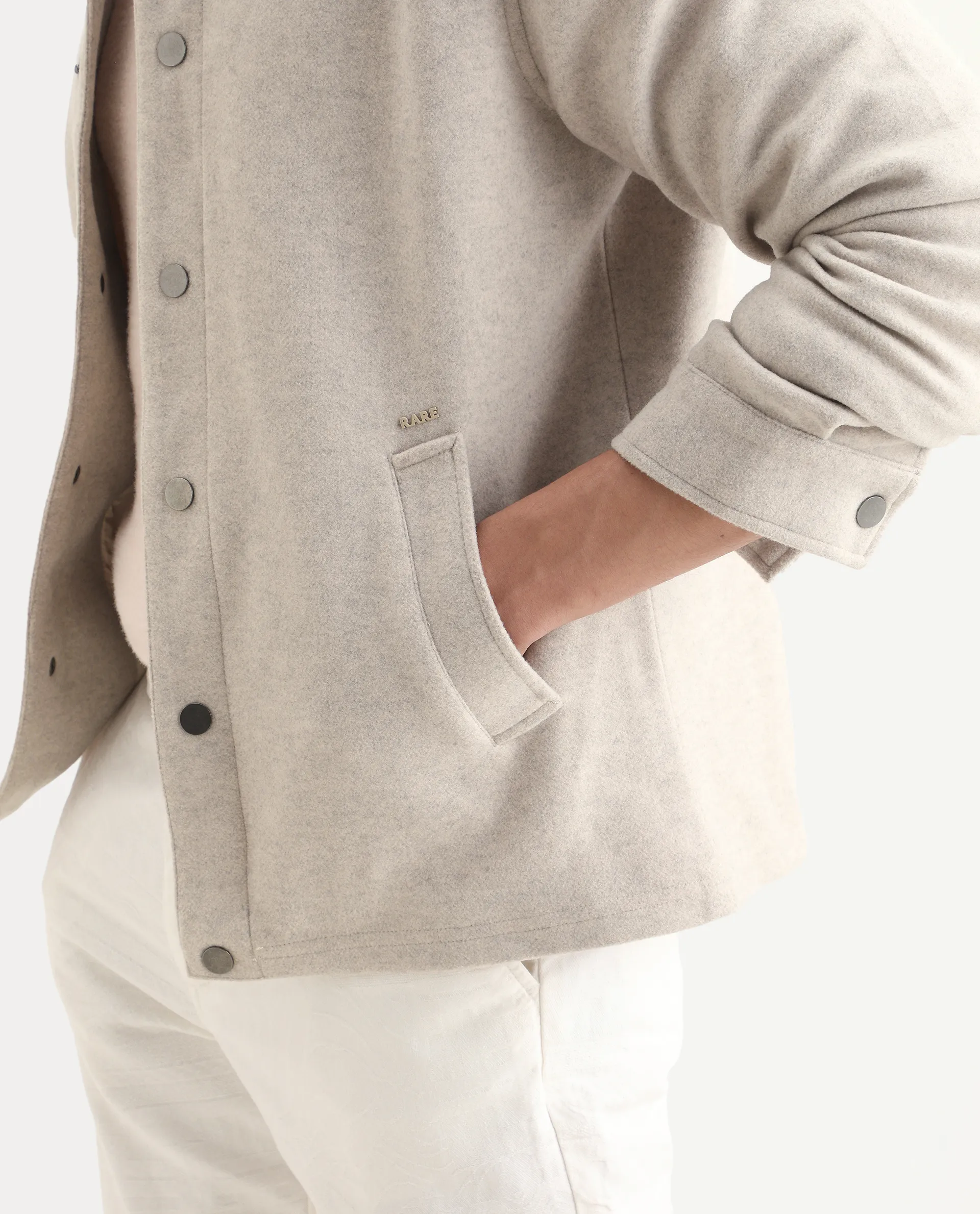 Rare Rabbit Men's Mahu Brown Polyester Fabric Spread Collar Regular Fit Plain Jacket - Image 6