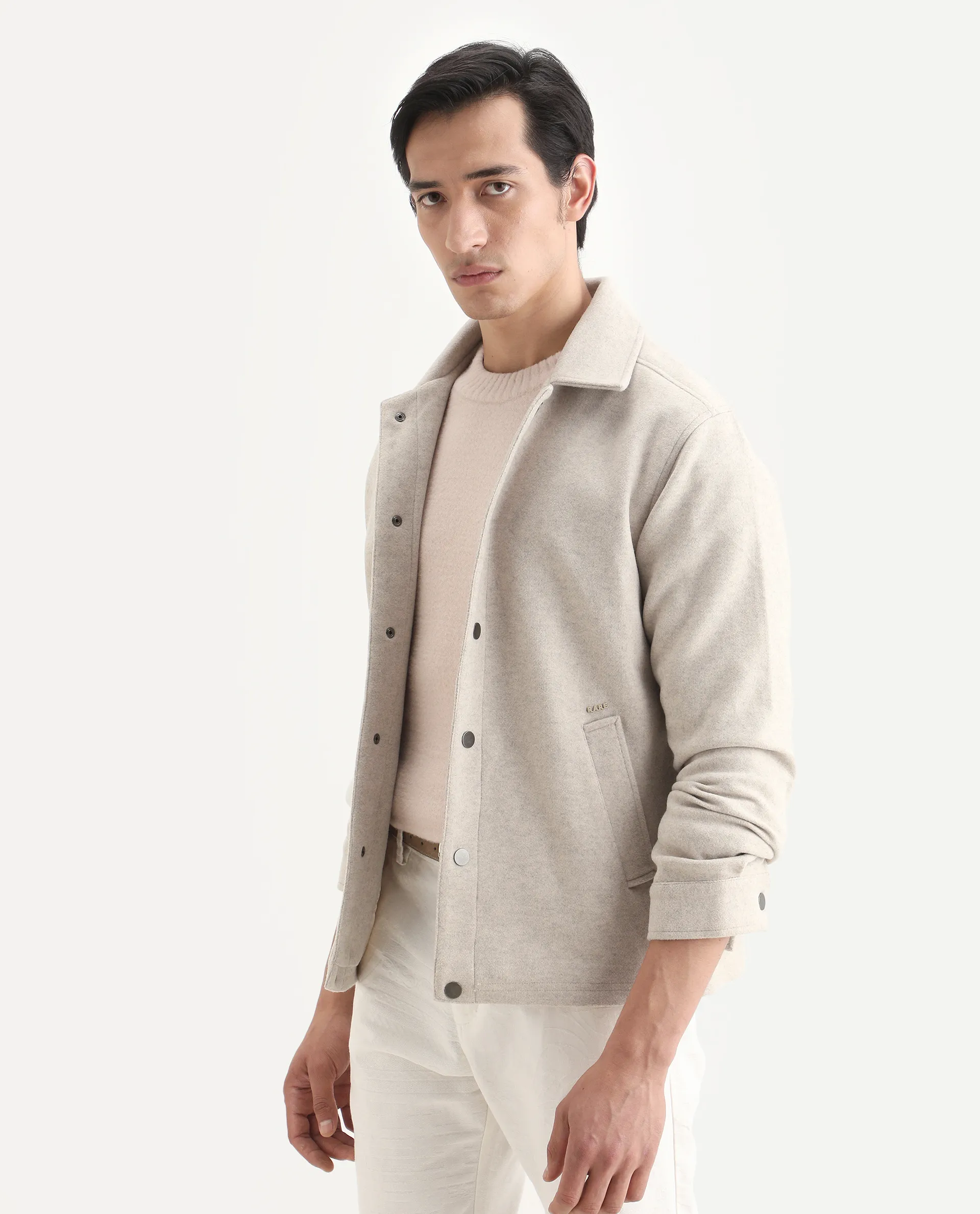 Rare Rabbit Men's Mahu Brown Polyester Fabric Spread Collar Regular Fit Plain Jacket - Image 7