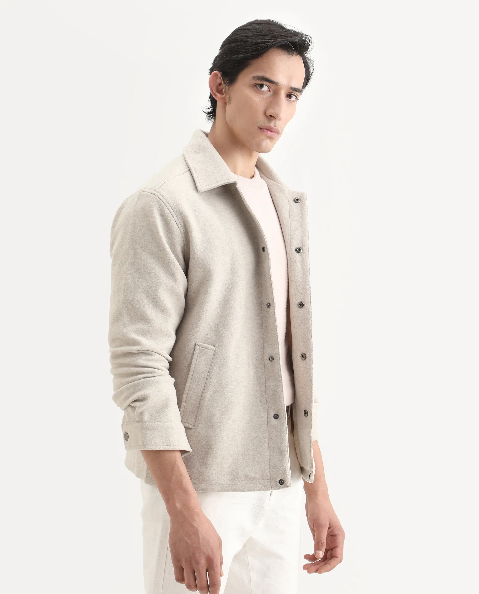 Rare Rabbit Men's Mahu Brown Polyester Fabric Spread Collar Regular Fit Plain Jacket - Image 8