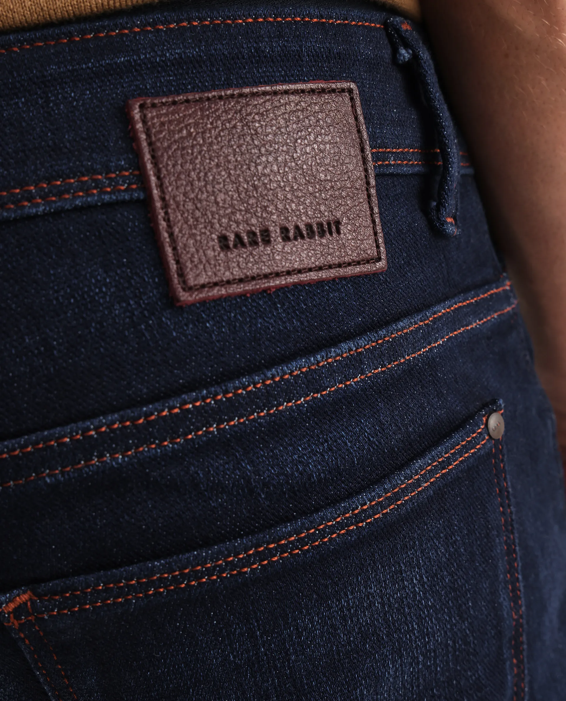 Rare Rabbit Men's Maiden Dark Blue Cotton Blend Plain Hawk Slim Fit Jeans - Image 5
