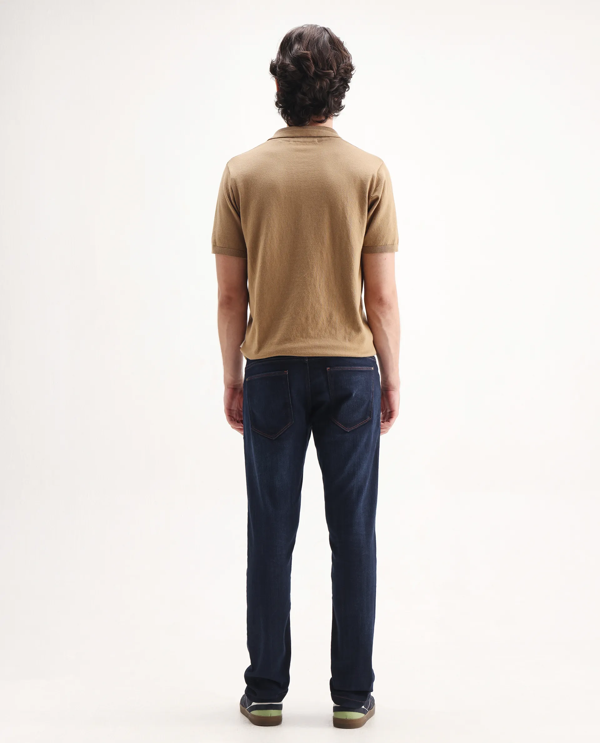Rare Rabbit Men's Maiden Dark Blue Cotton Blend Plain Hawk Slim Fit Jeans - Image 6