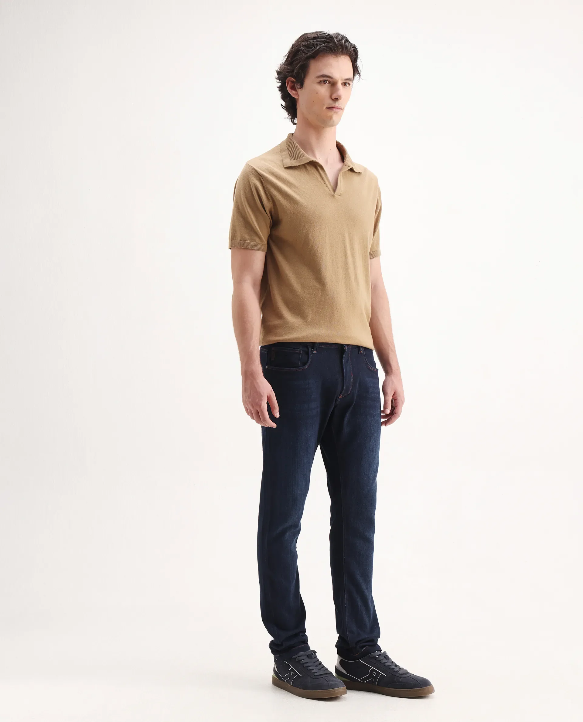 Rare Rabbit Men's Maiden Dark Blue Cotton Blend Plain Hawk Slim Fit Jeans - Image 8