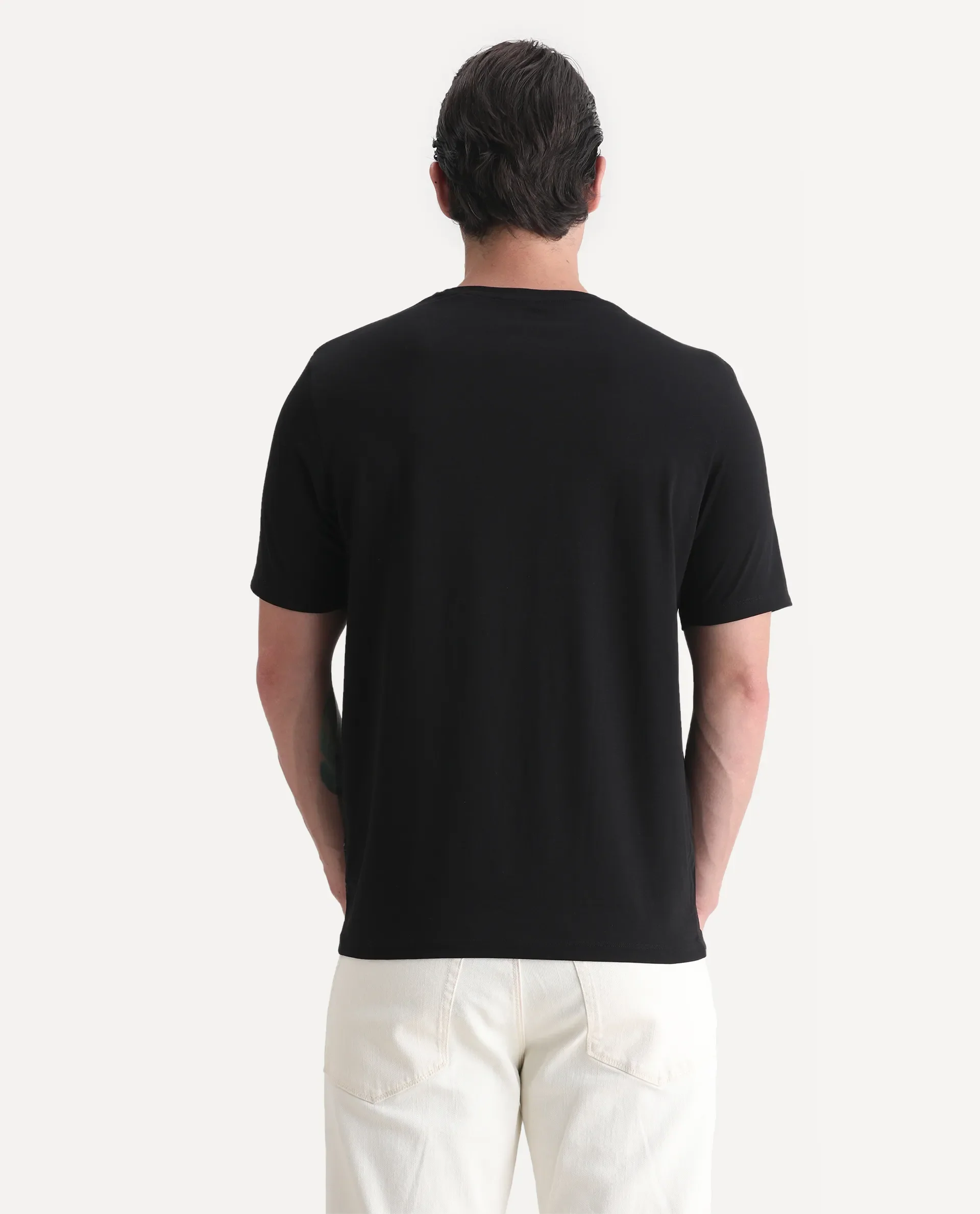 Rare Rabbit Men's Maisel-25 Black Cotton Blend Hd Print Regular Fit Half Sleeve Crew Neck T-Shirt - Image 6